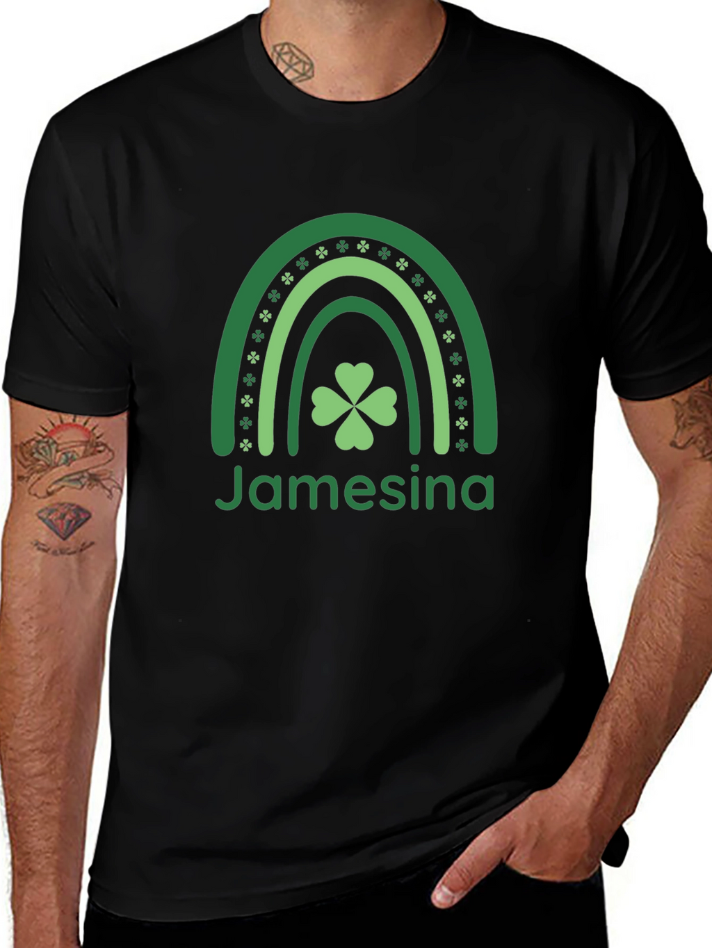 Jamesina St. Patricks Day Rainbow Clover T-Shirt