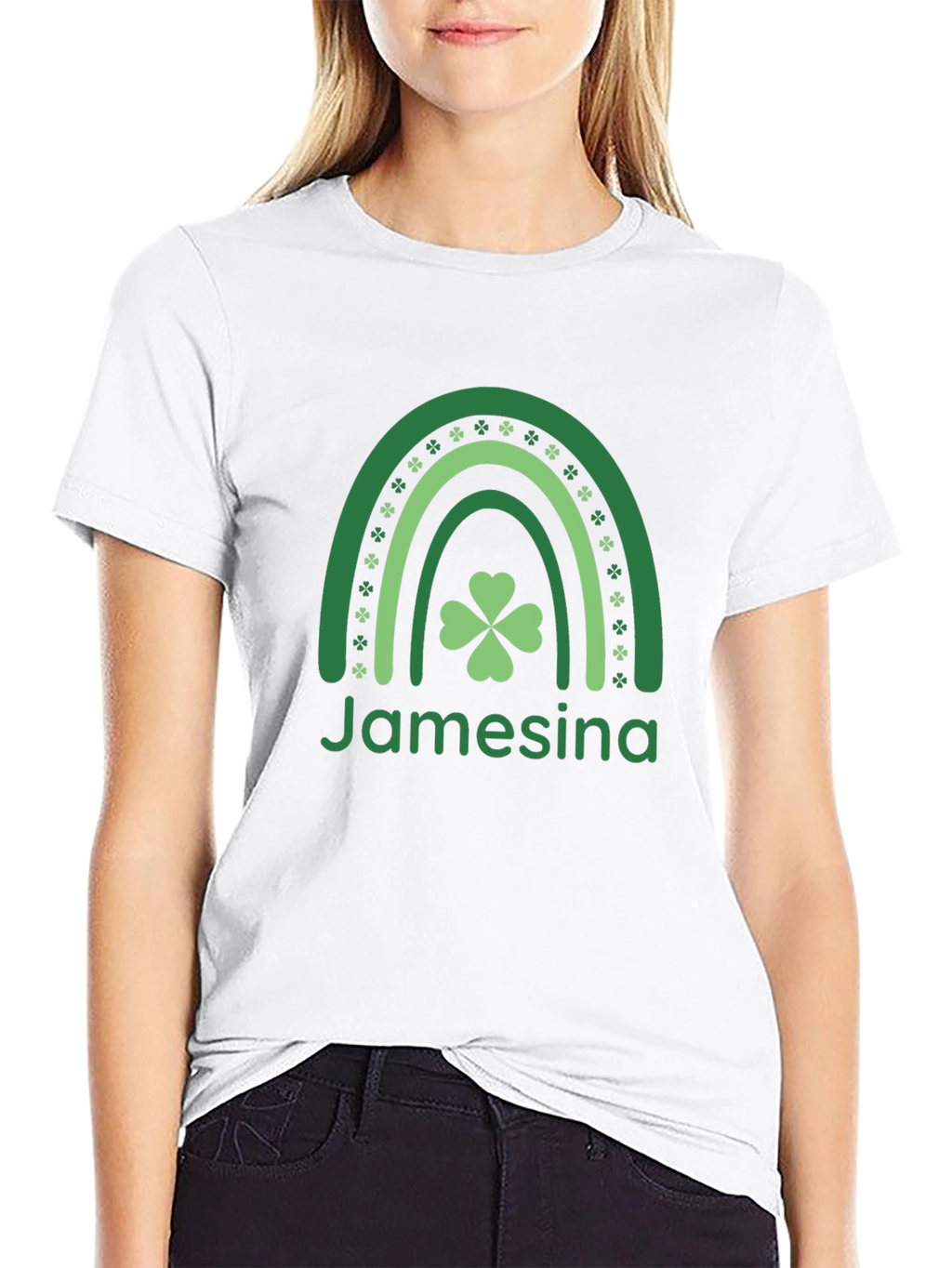 Jamesina St. Patricks Day Rainbow Clover T-Shirt