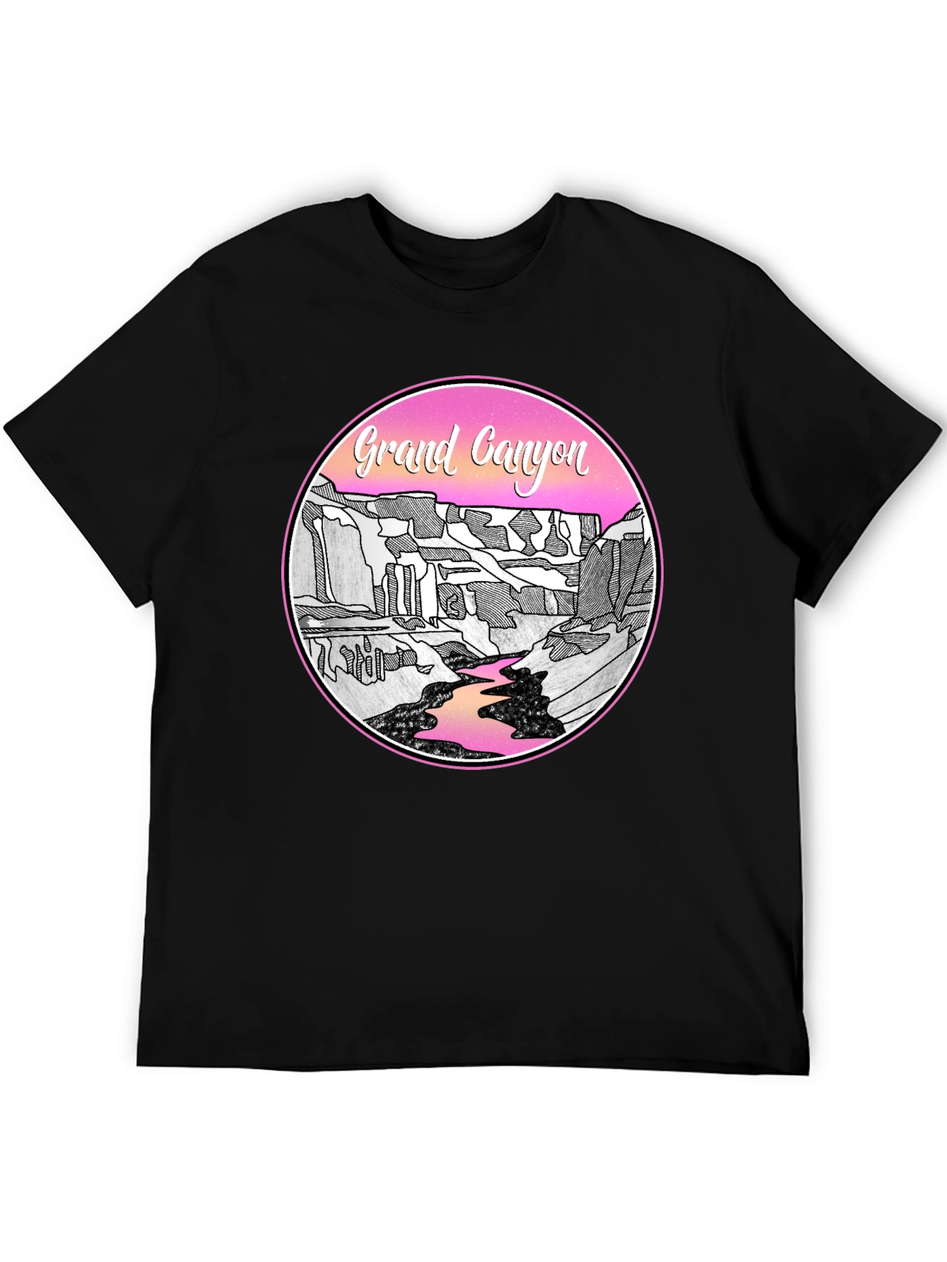 Grand Canyon Graphic Tee - Black Cotton Casual Shirt