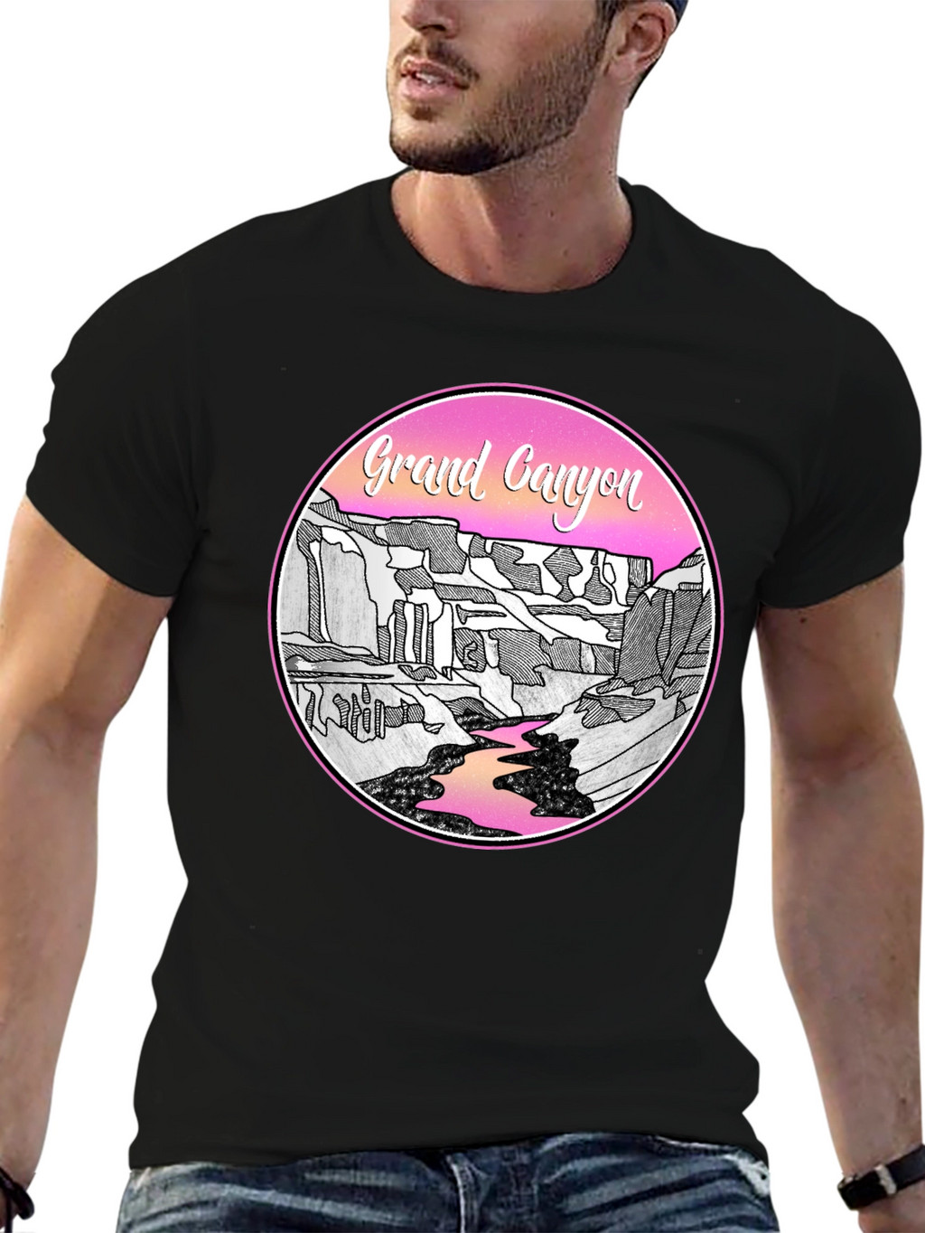 Grand Canyon Graphic Tee - Black Cotton Casual Shirt