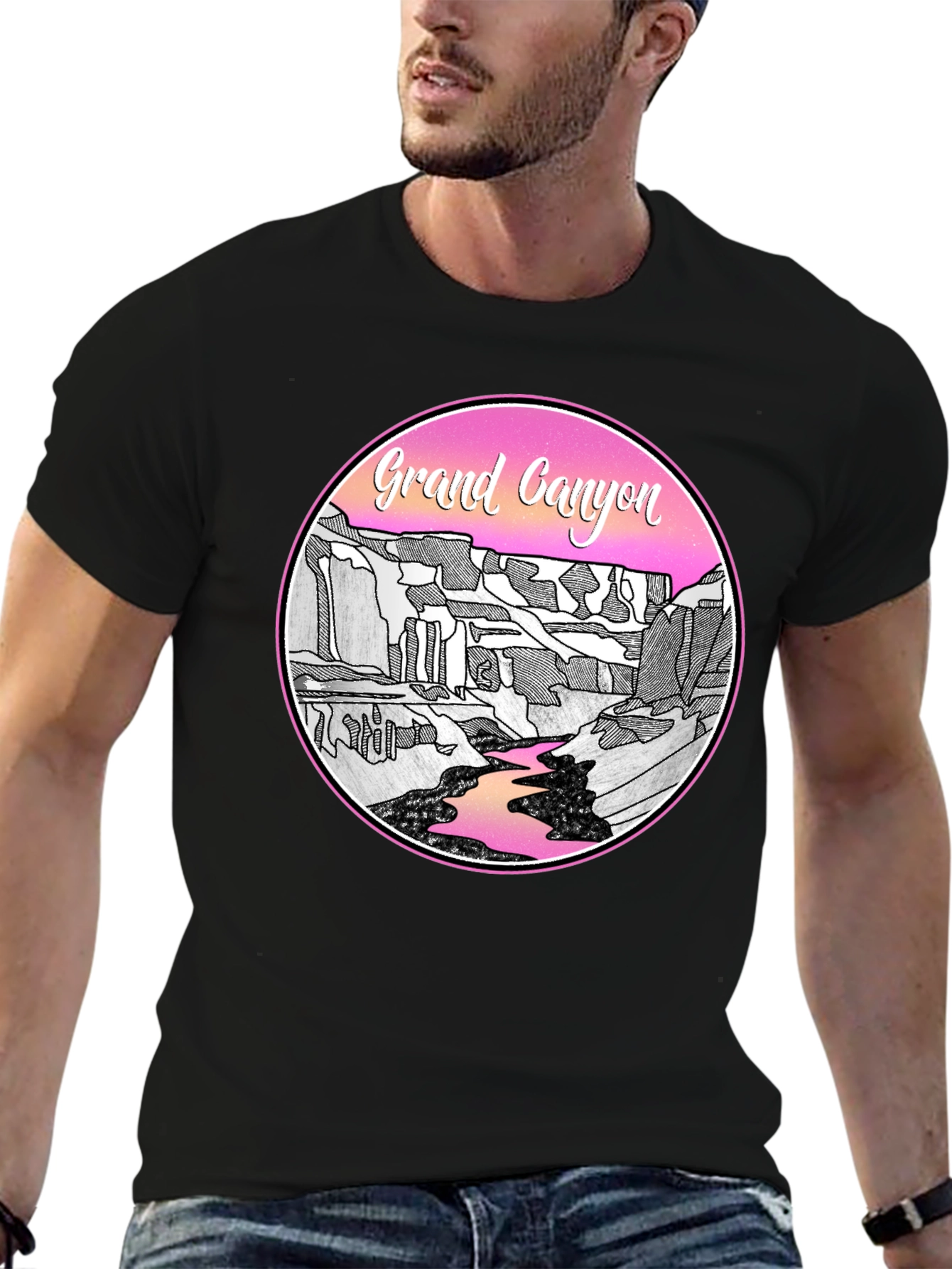 Grand Canyon Graphic Tee - Black Cotton Casual Shirt