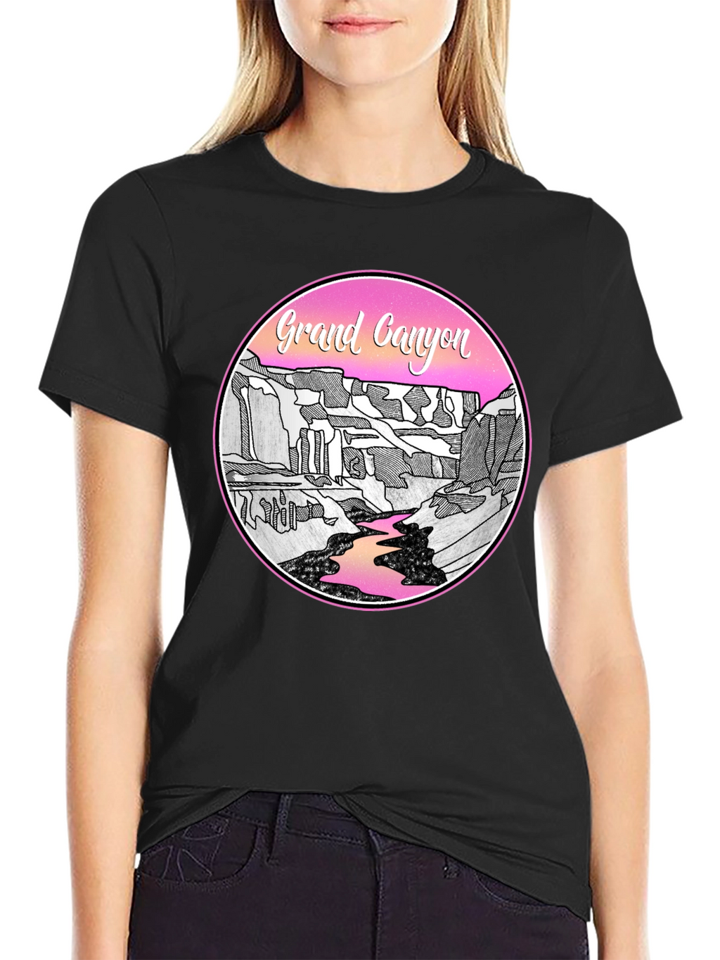 Grand Canyon Graphic Tee - Black Cotton Casual Shirt
