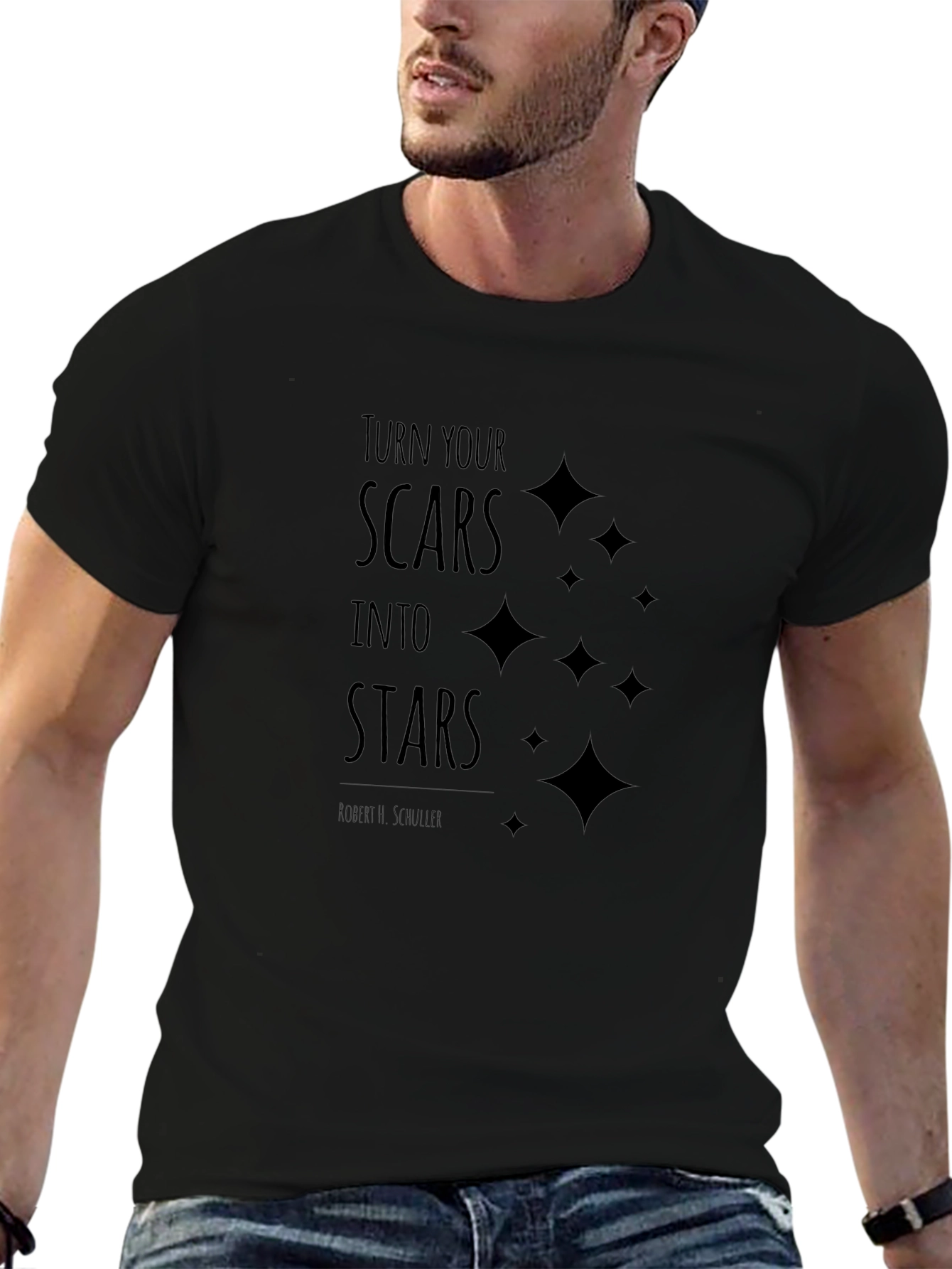Inspirational Scars to Stars Black T-Shirt