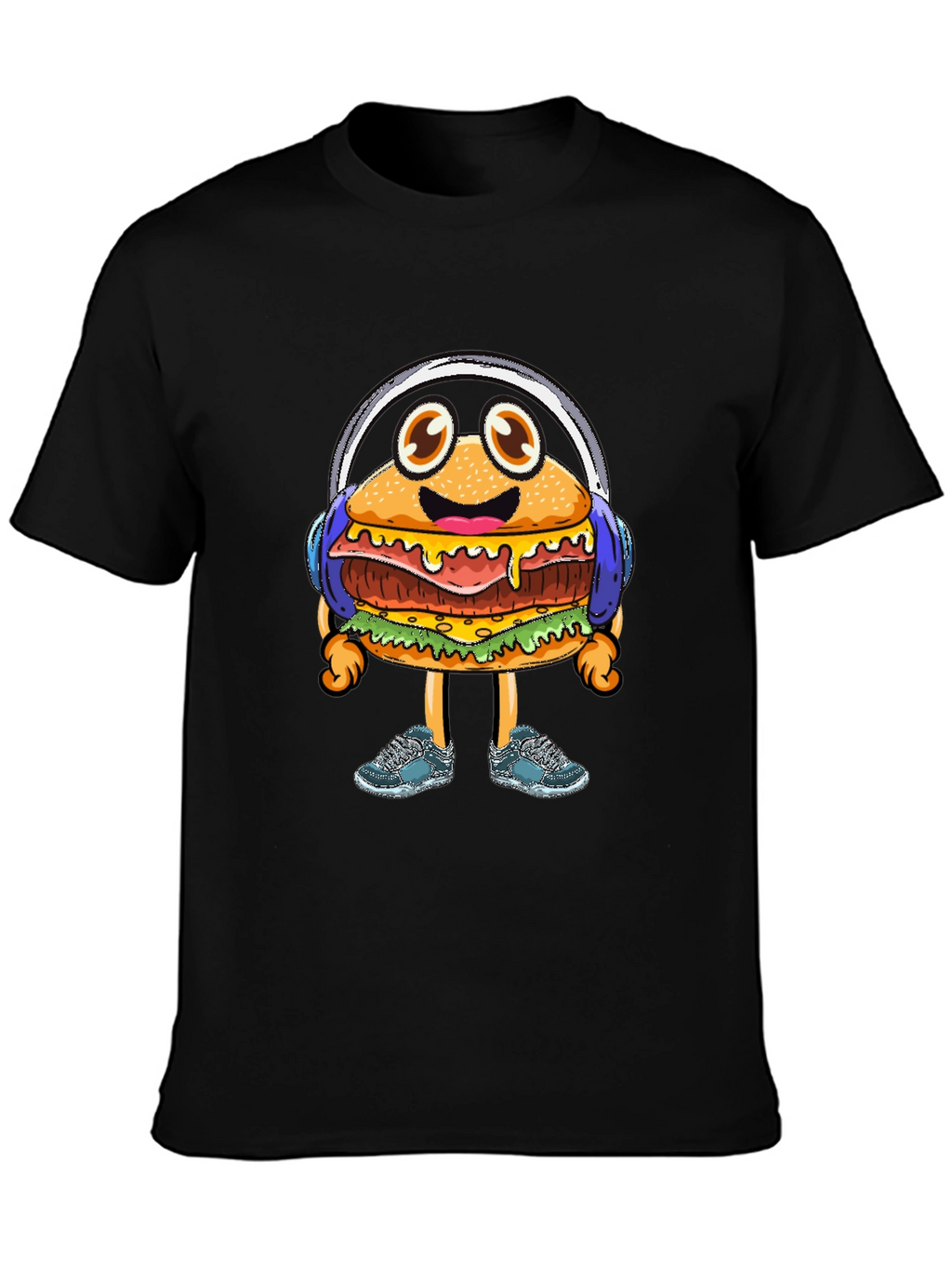 Burger Beats T-Shirt: Groovy Cartoon Foodie Tee