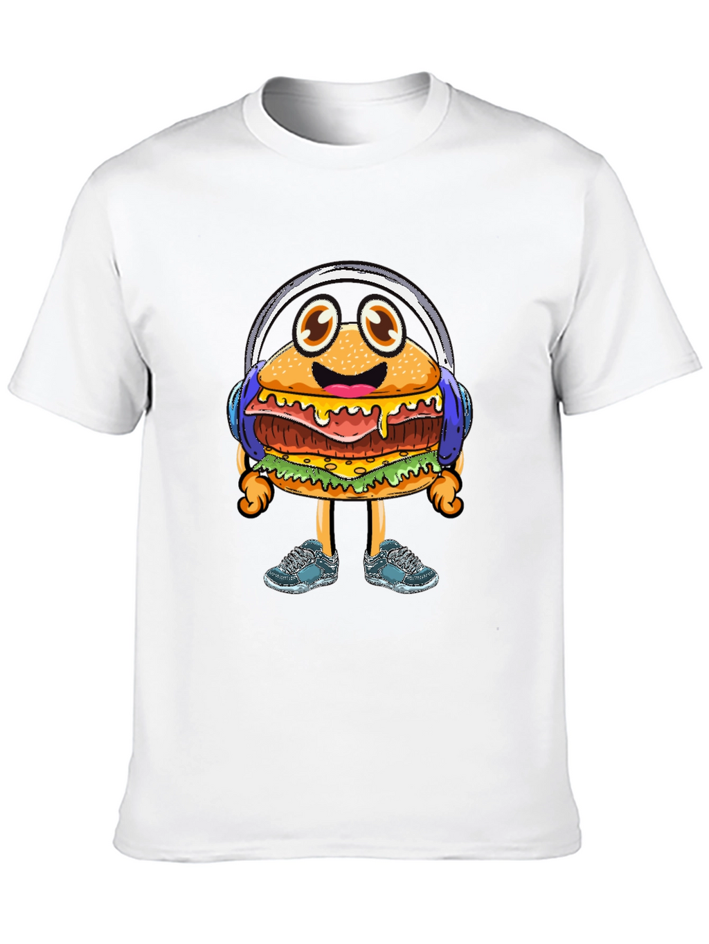 Burger Beats T-Shirt: Groovy Cartoon Foodie Tee