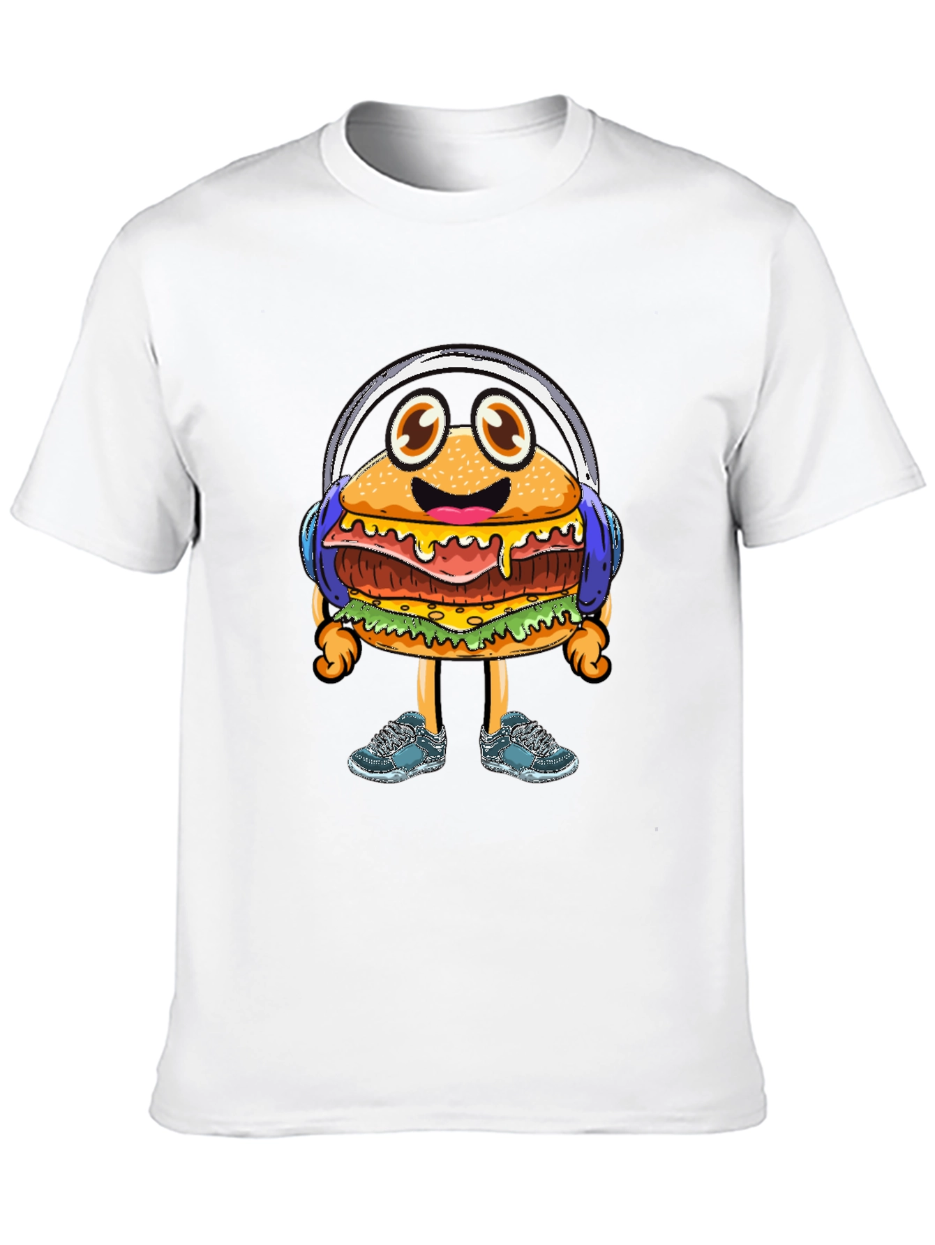 Burger Beats T-Shirt: Groovy Cartoon Foodie Tee