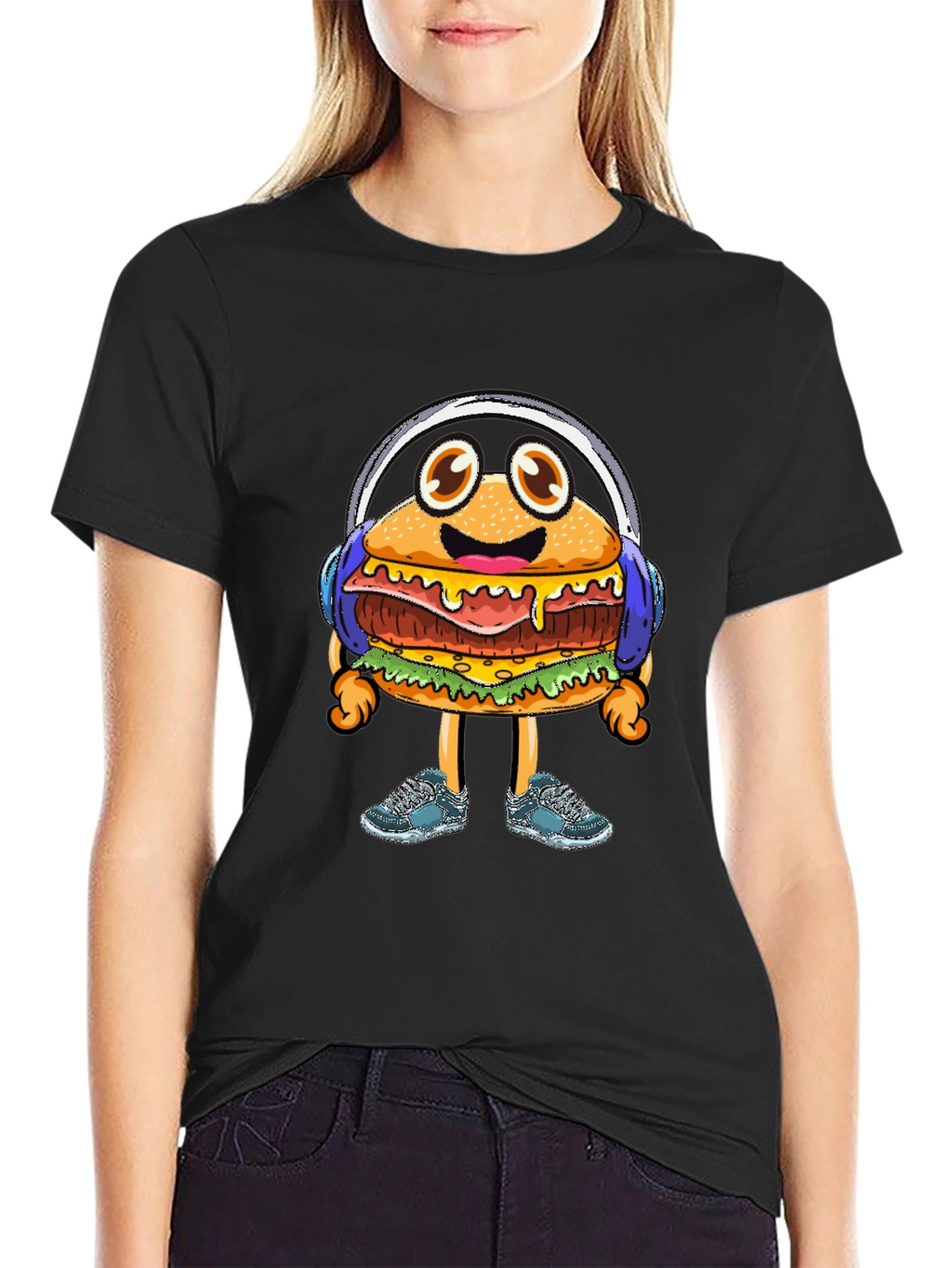 Burger Beats T-Shirt: Groovy Cartoon Foodie Tee