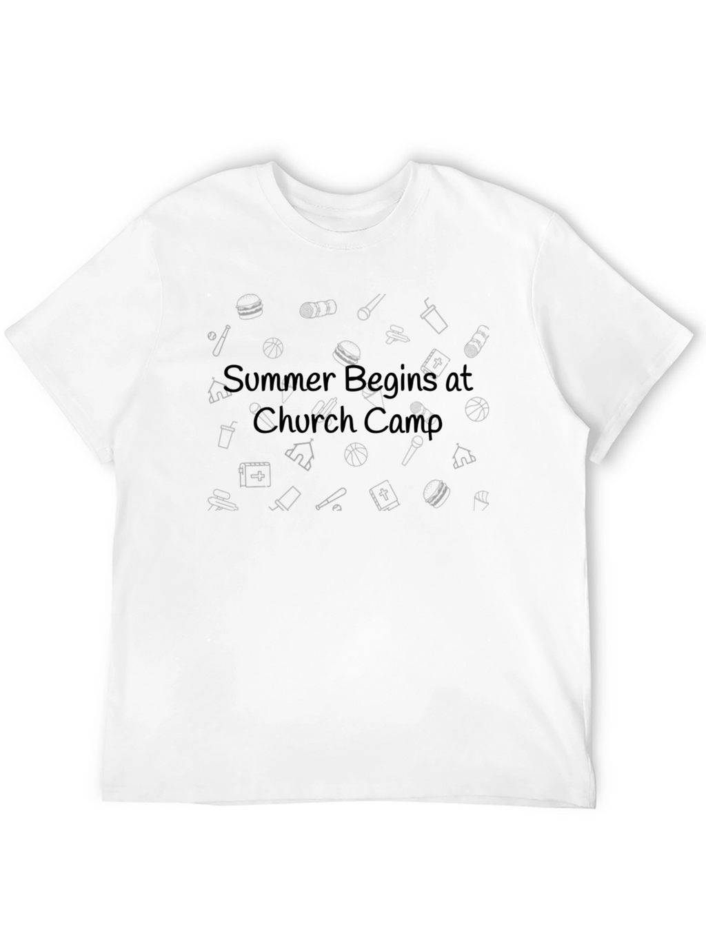 Summer Begins at Church Camp Black Tee