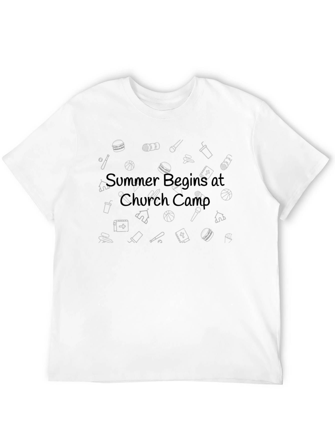 Summer Begins at Church Camp Black Tee