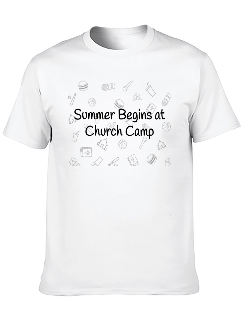 Summer Begins at Church Camp Black Tee