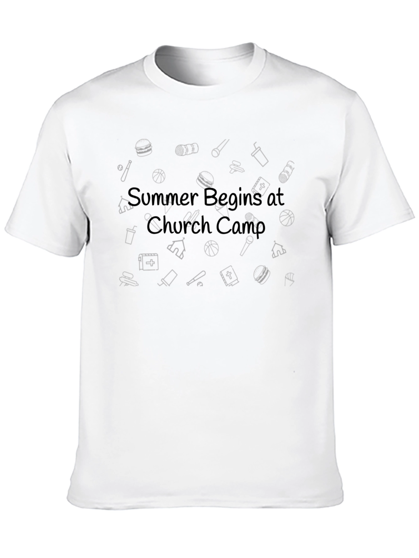 Summer Begins at Church Camp Black Tee