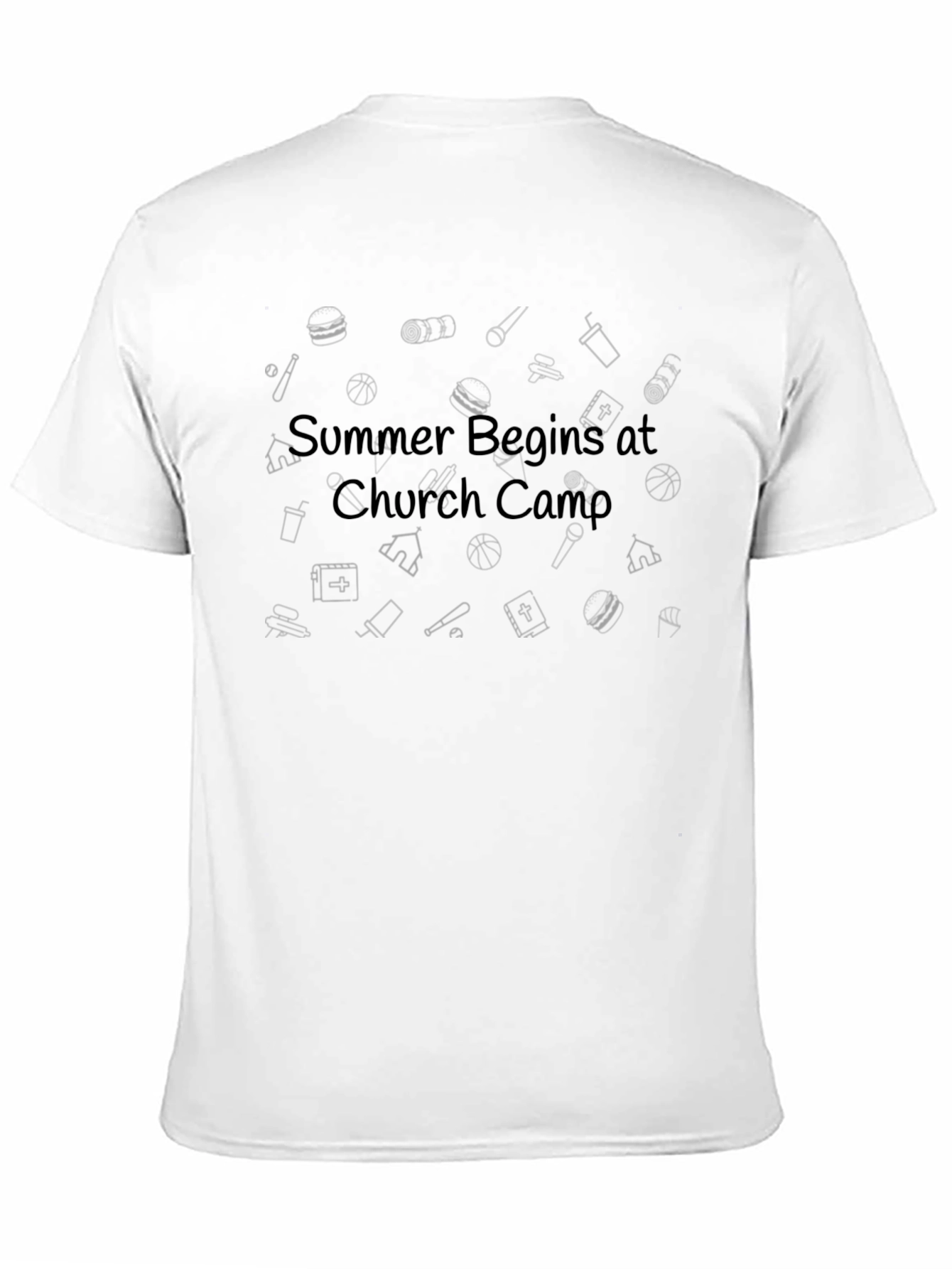 Summer Begins at Church Camp Black Tee
