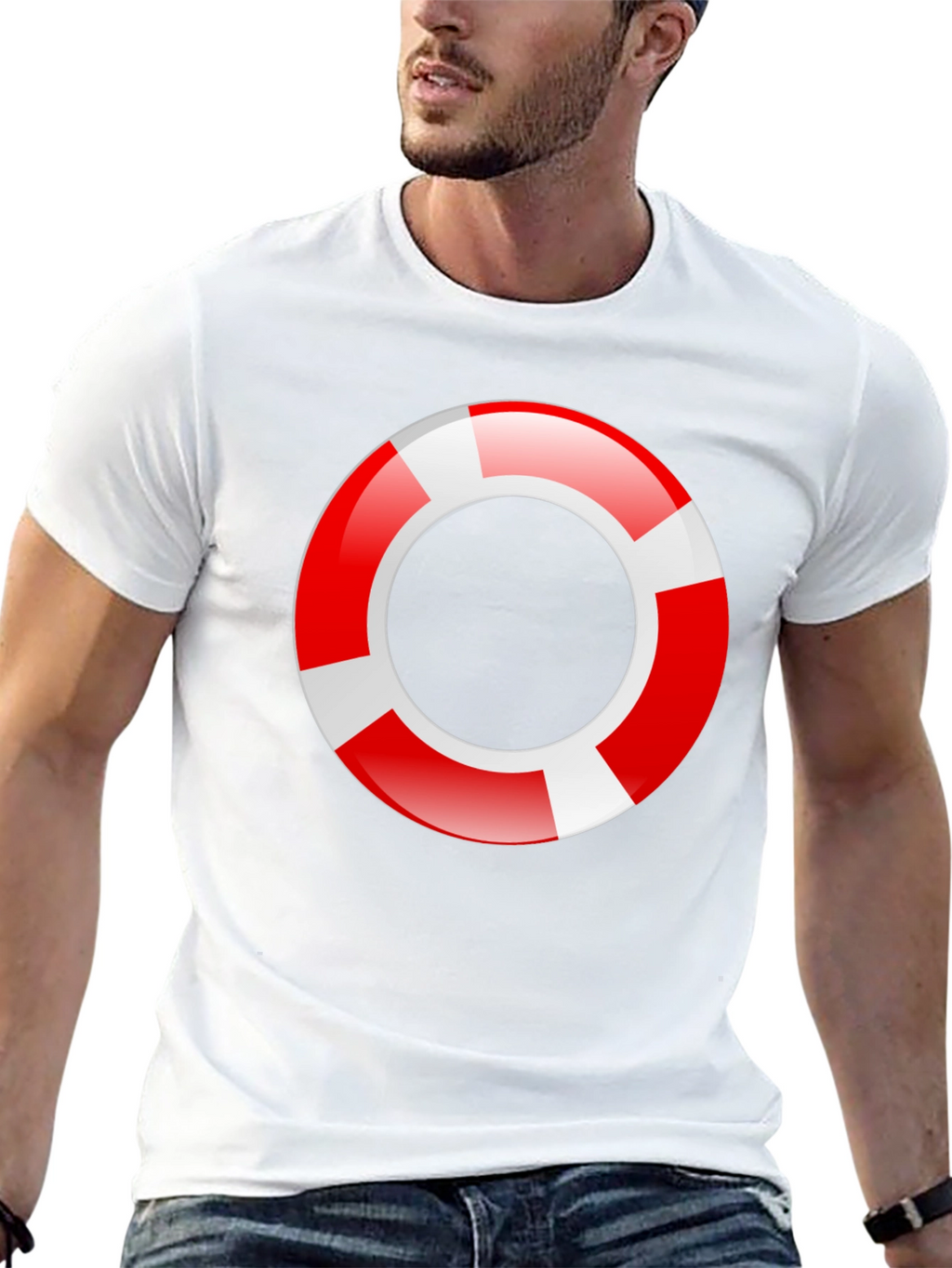 Lifeguard Ring Graphic T-Shirt - Black Cotton Tee