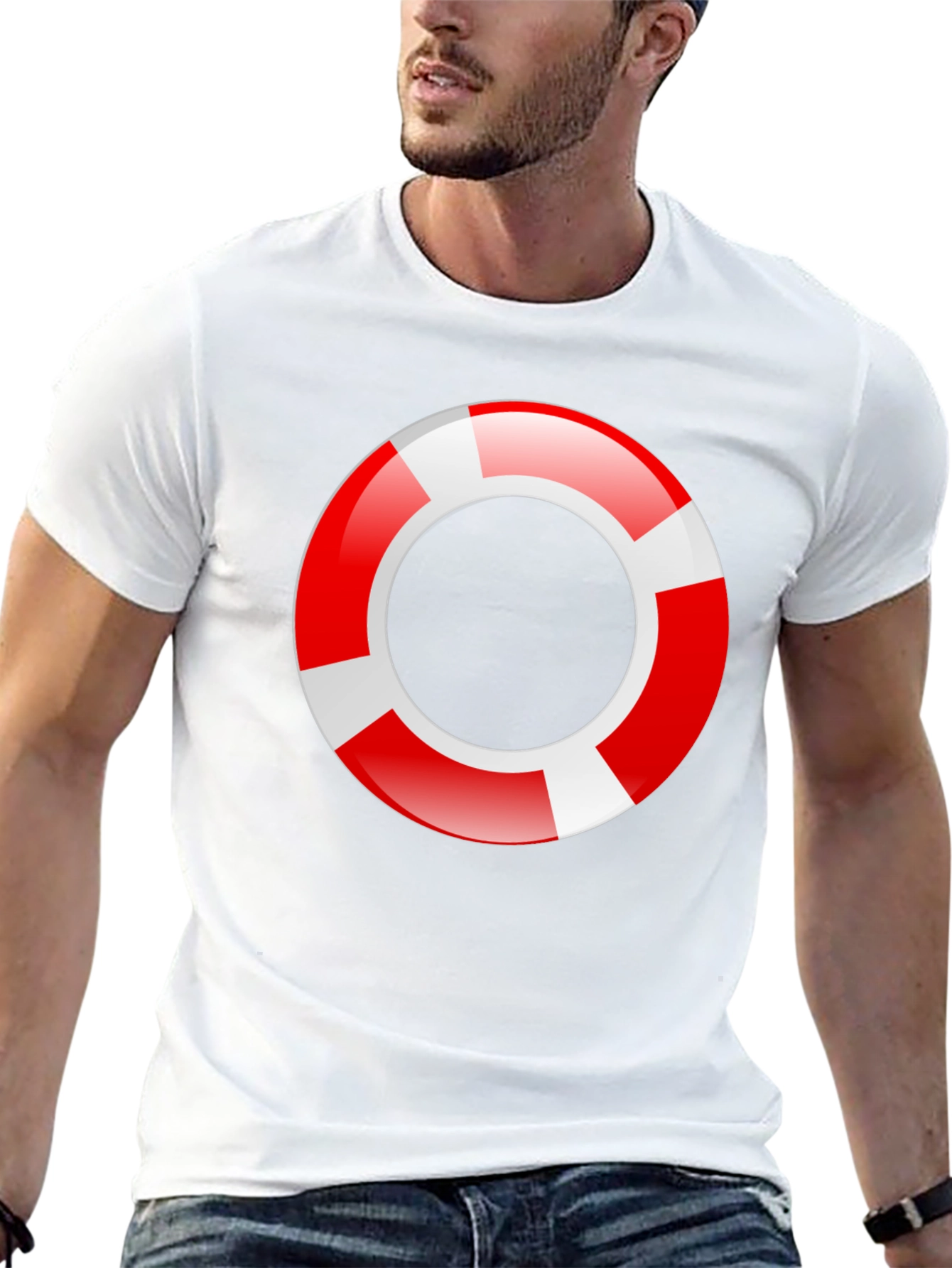 Lifeguard Ring Graphic T-Shirt - Black Cotton Tee