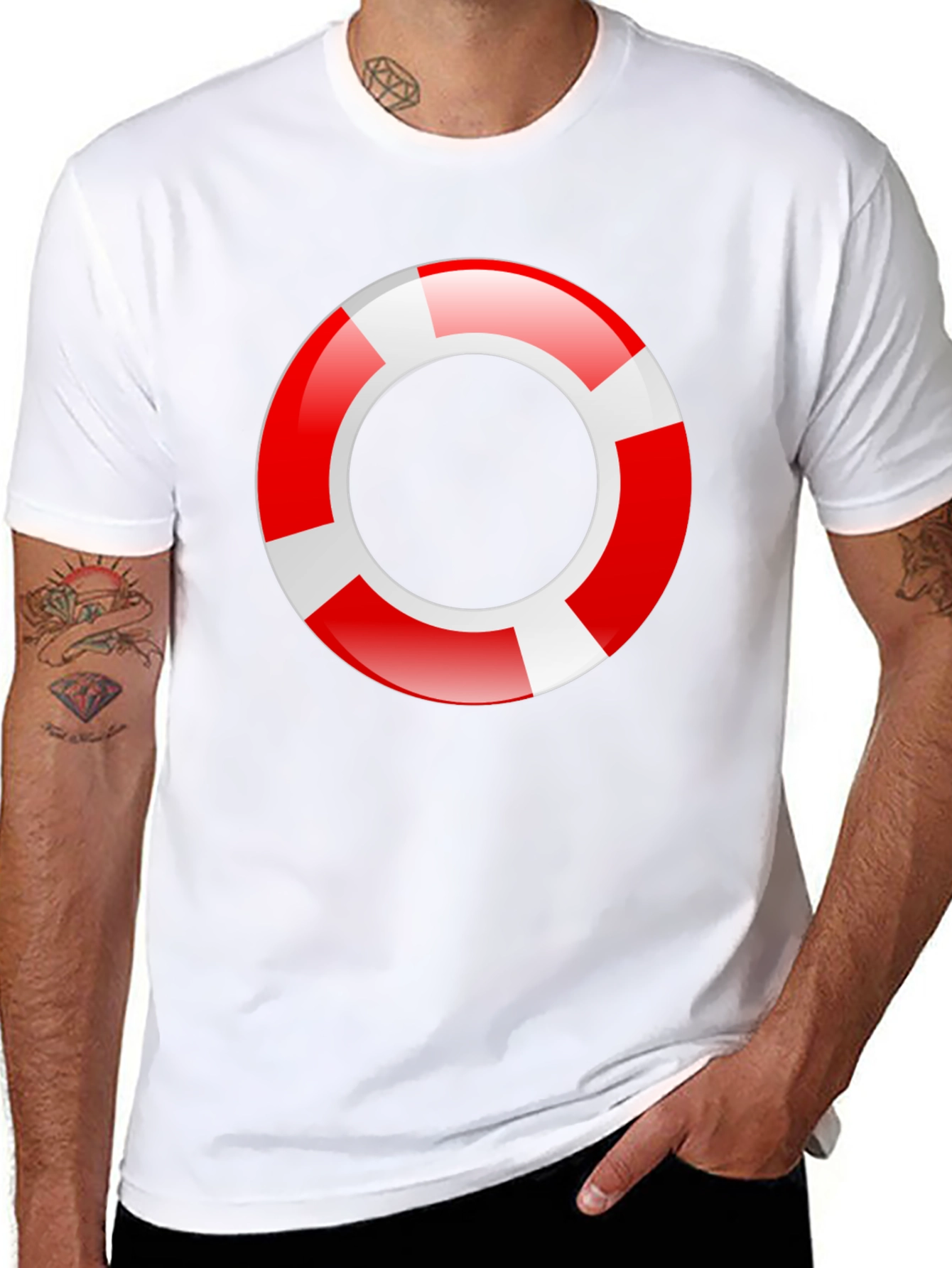 Lifeguard Ring Graphic T-Shirt - Black Cotton Tee