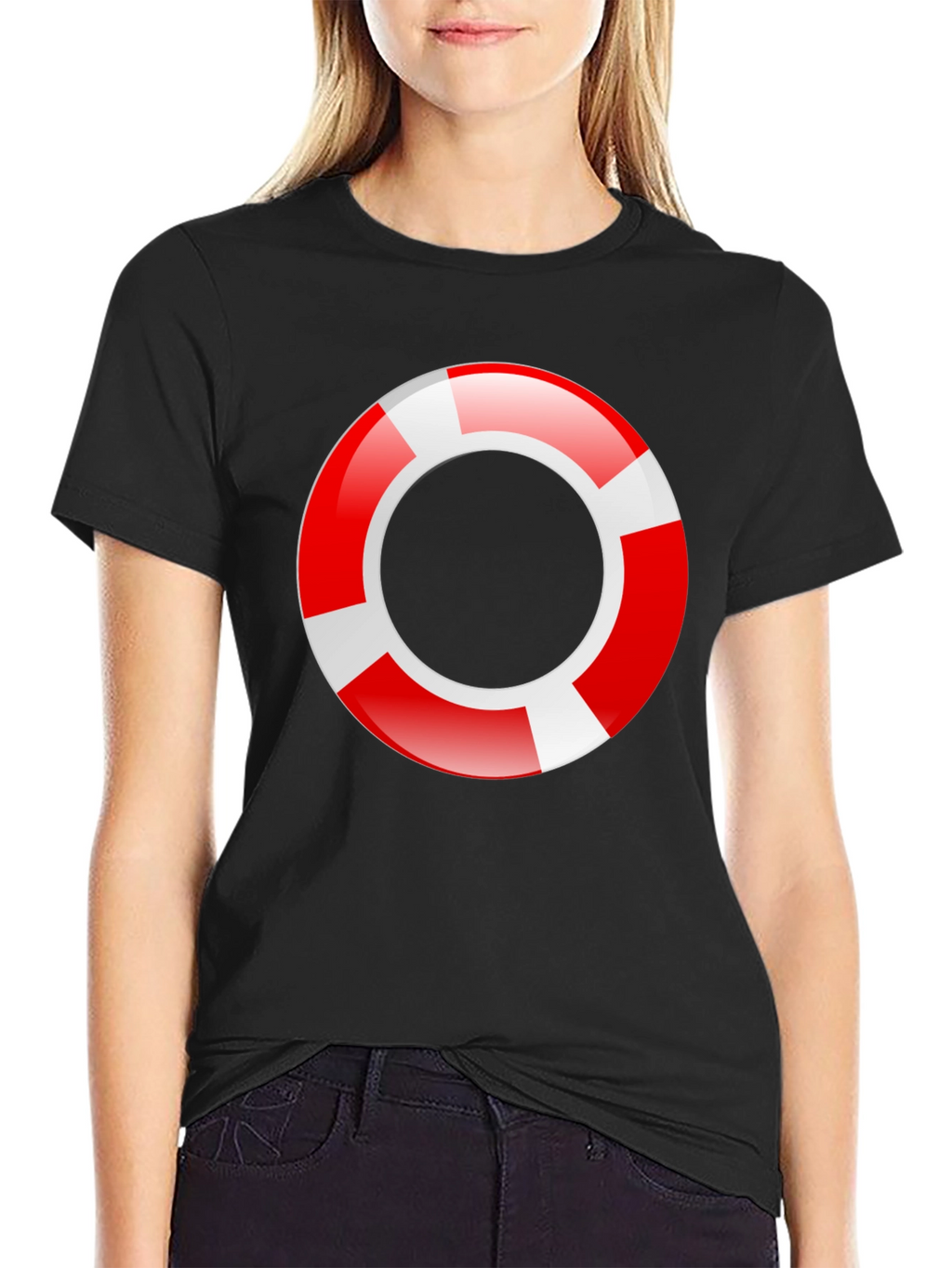 Lifeguard Ring Graphic T-Shirt - Black Cotton Tee