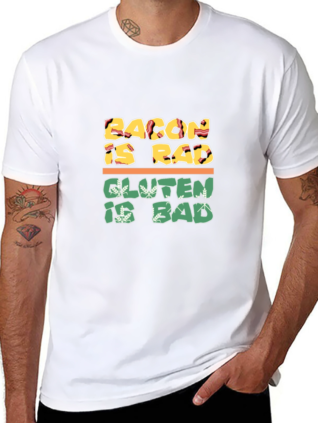 Bacon Is Rad Gluten Is Bad Graphic Tee