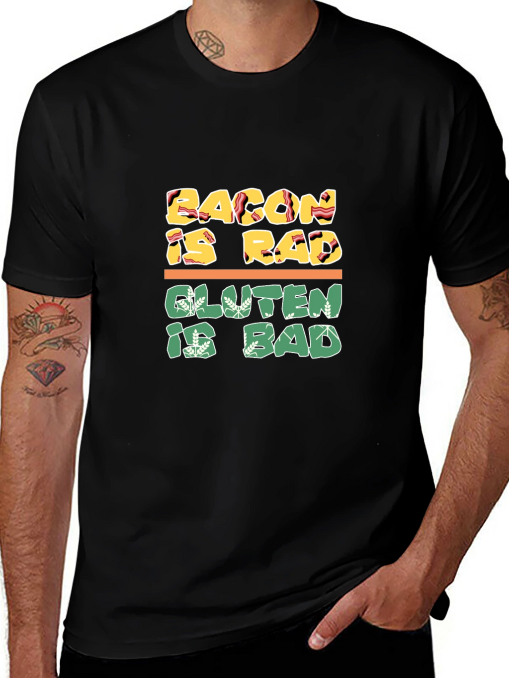 Bacon Is Rad Gluten Is Bad Graphic Tee
