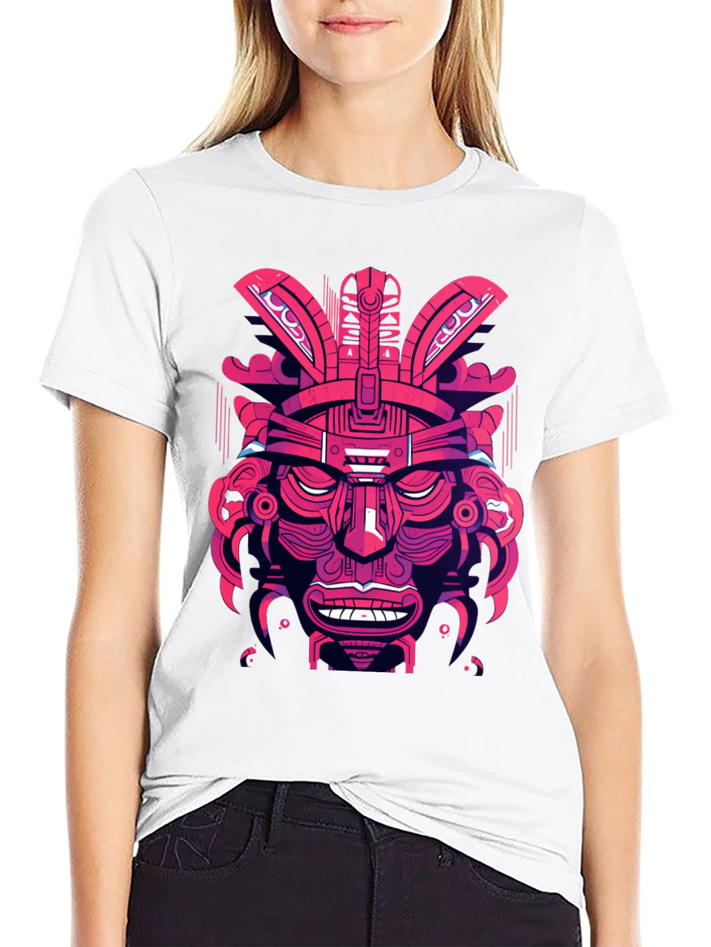 Aztec Warrior Graphic Tee - Bold Tribal Style