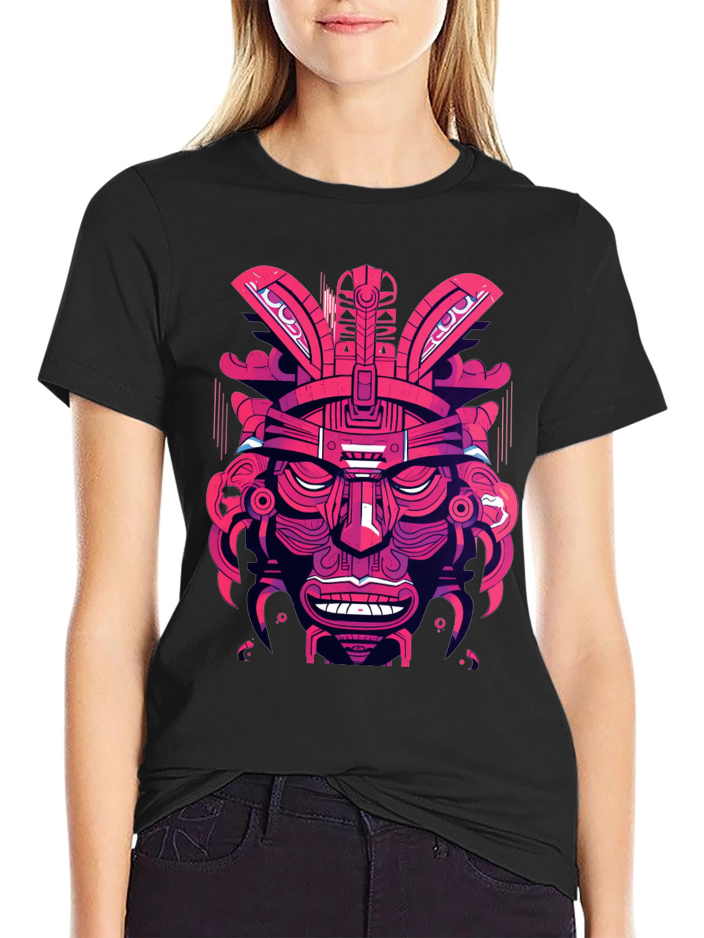 Aztec Warrior Graphic Tee - Bold Tribal Style