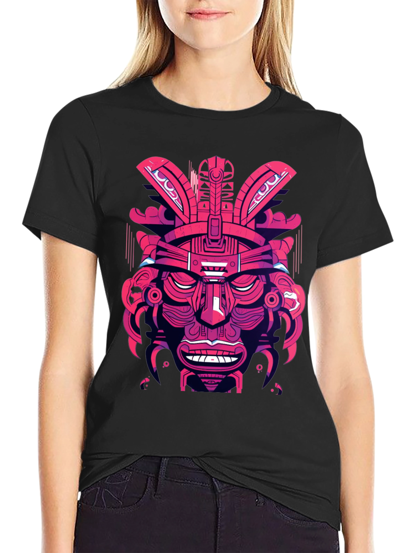 Aztec Warrior Graphic Tee - Bold Tribal Style