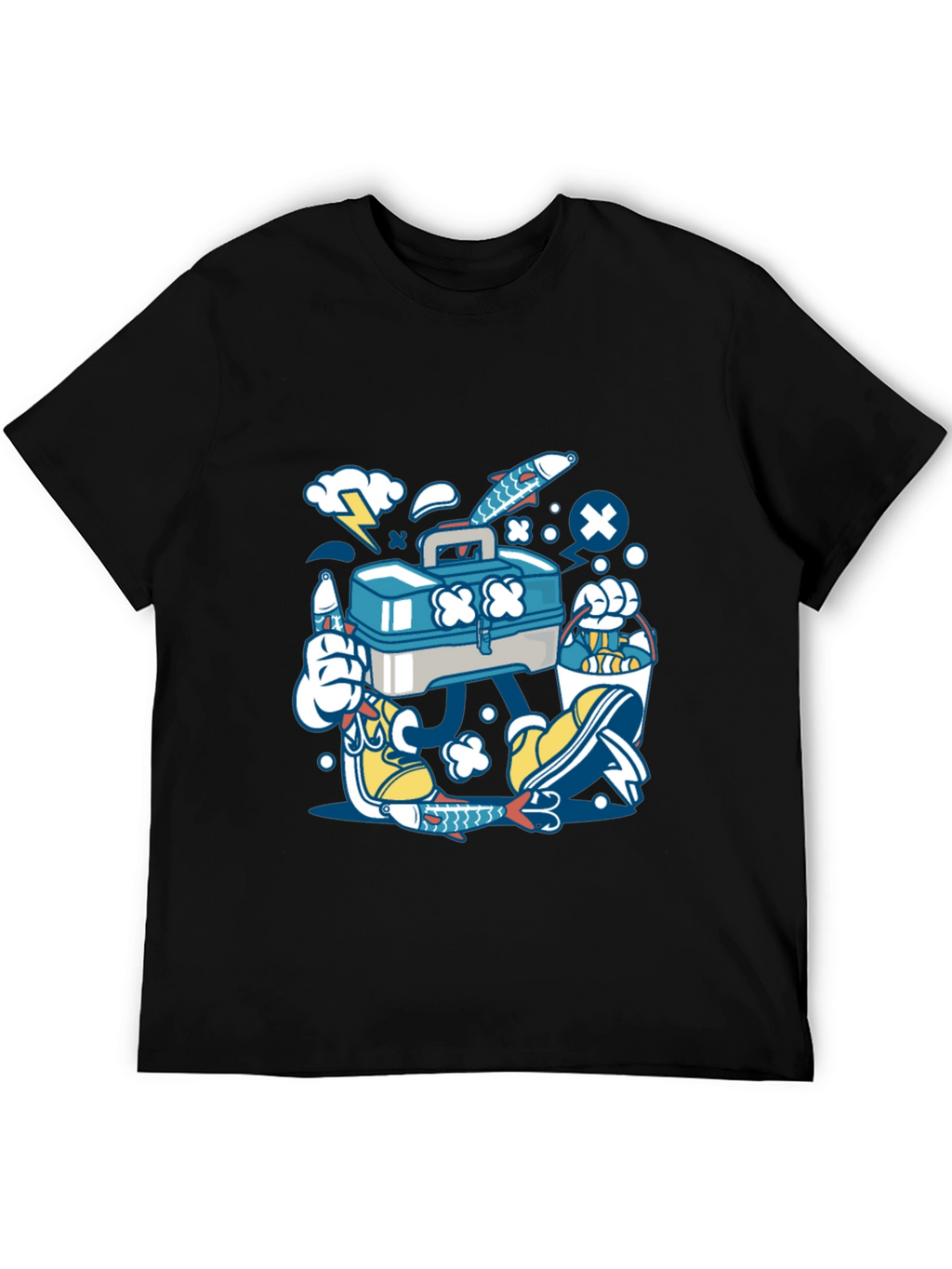 Fishing Tackle Box Cartoon Graphic T-Shirt