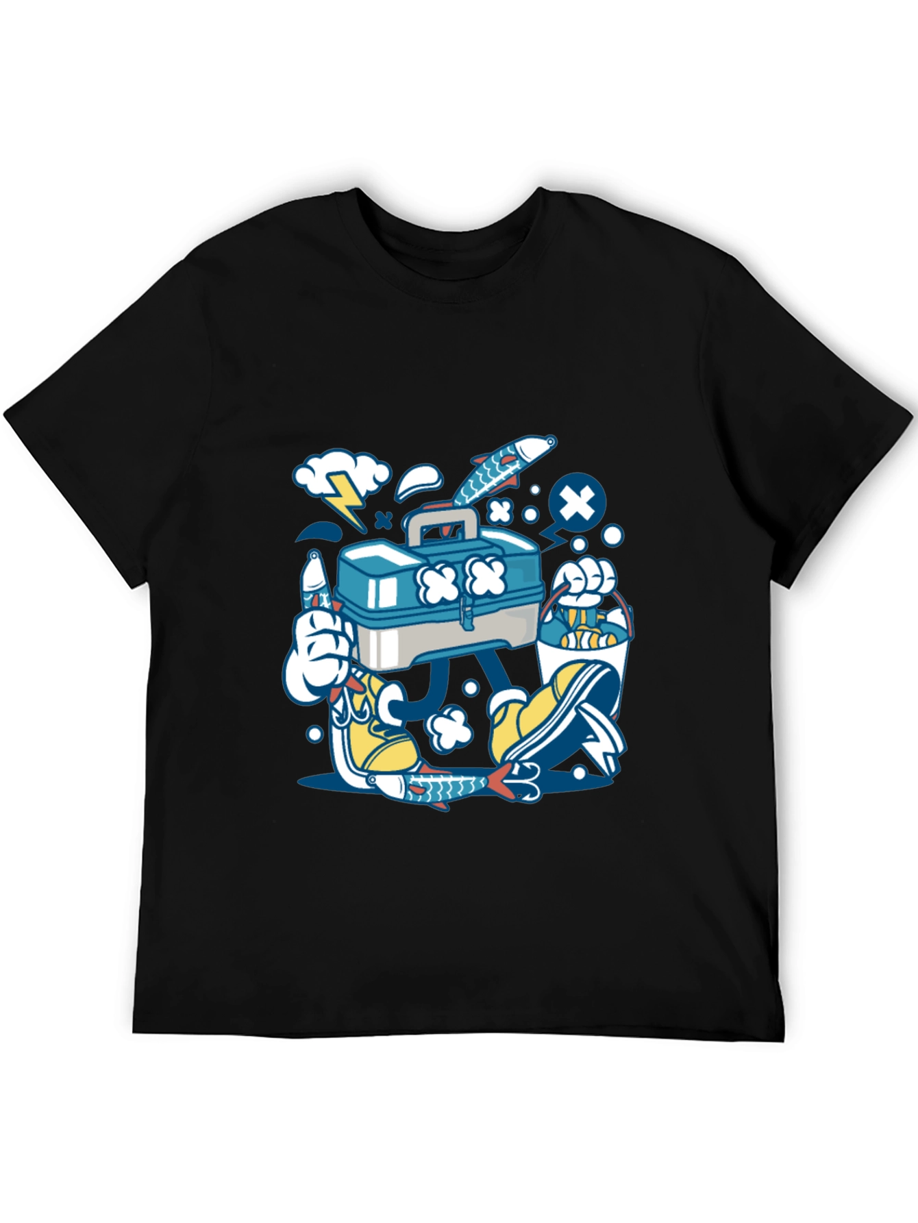 Fishing Tackle Box Cartoon Graphic T-Shirt