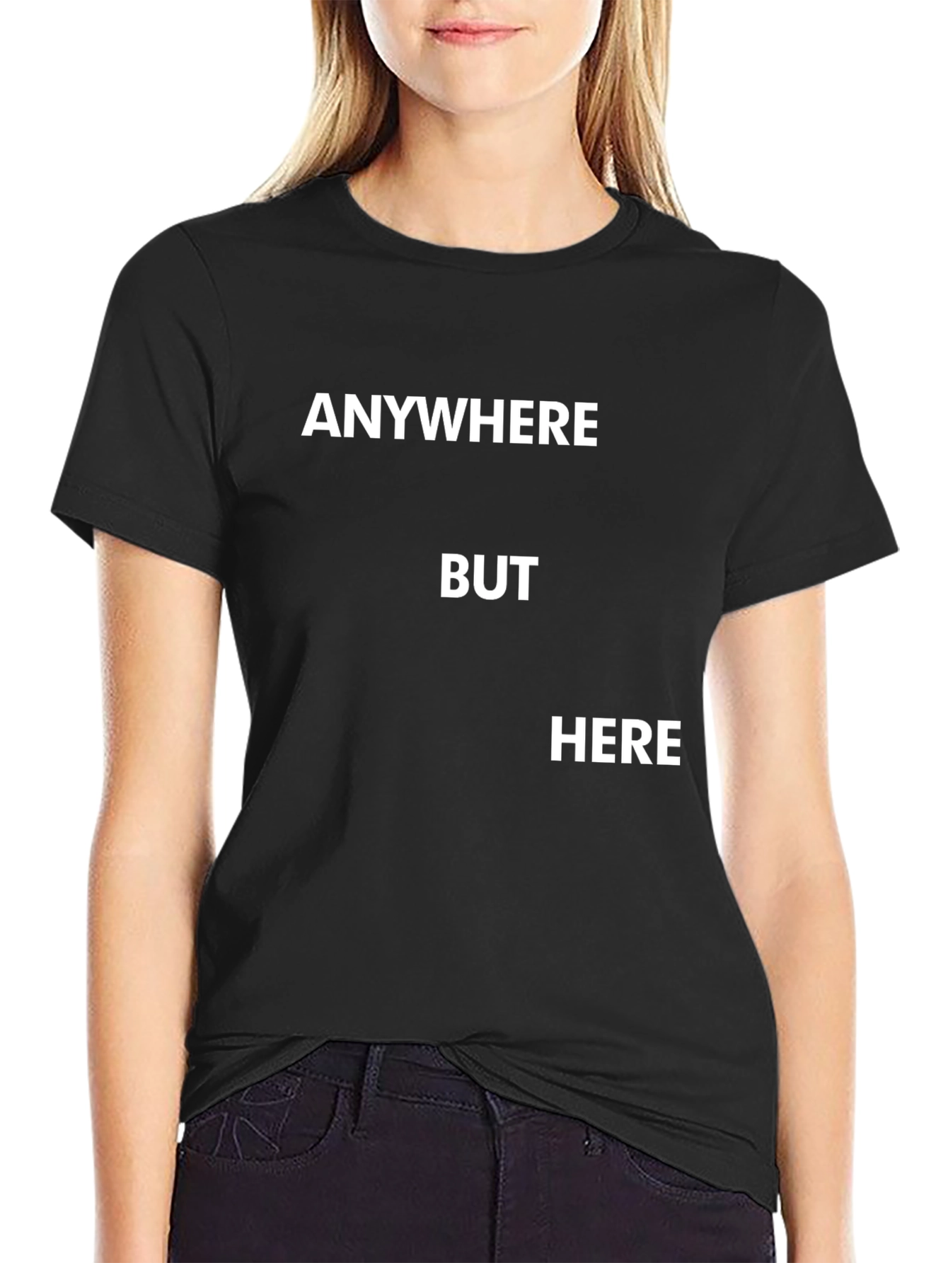 Anywhere But Here Black Graphic Tee