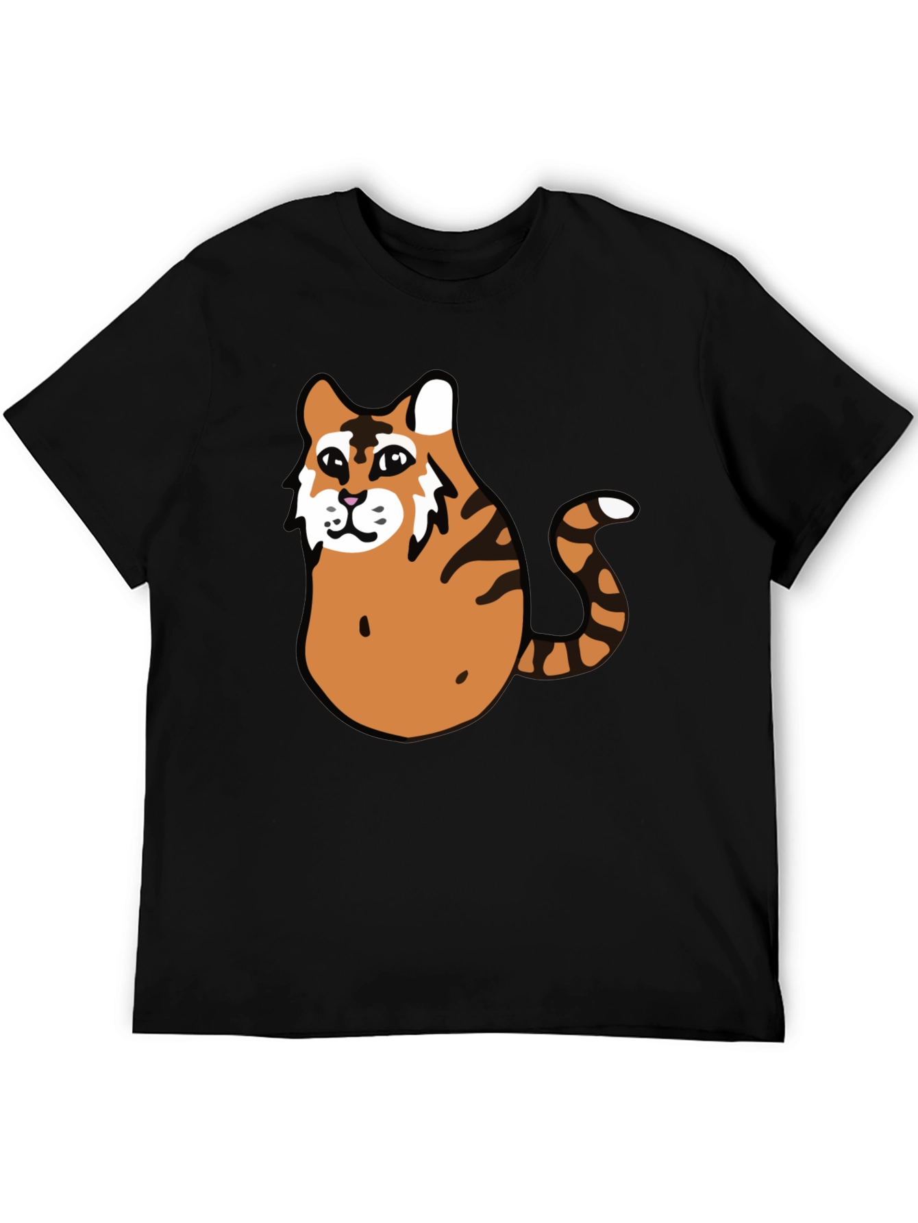 Funny Tiger Graphic Tee - Black Cotton T-Shirt