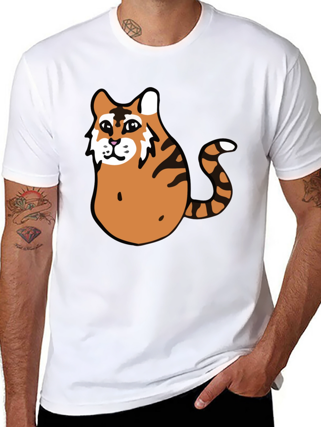 Funny Tiger Graphic Tee - Black Cotton T-Shirt