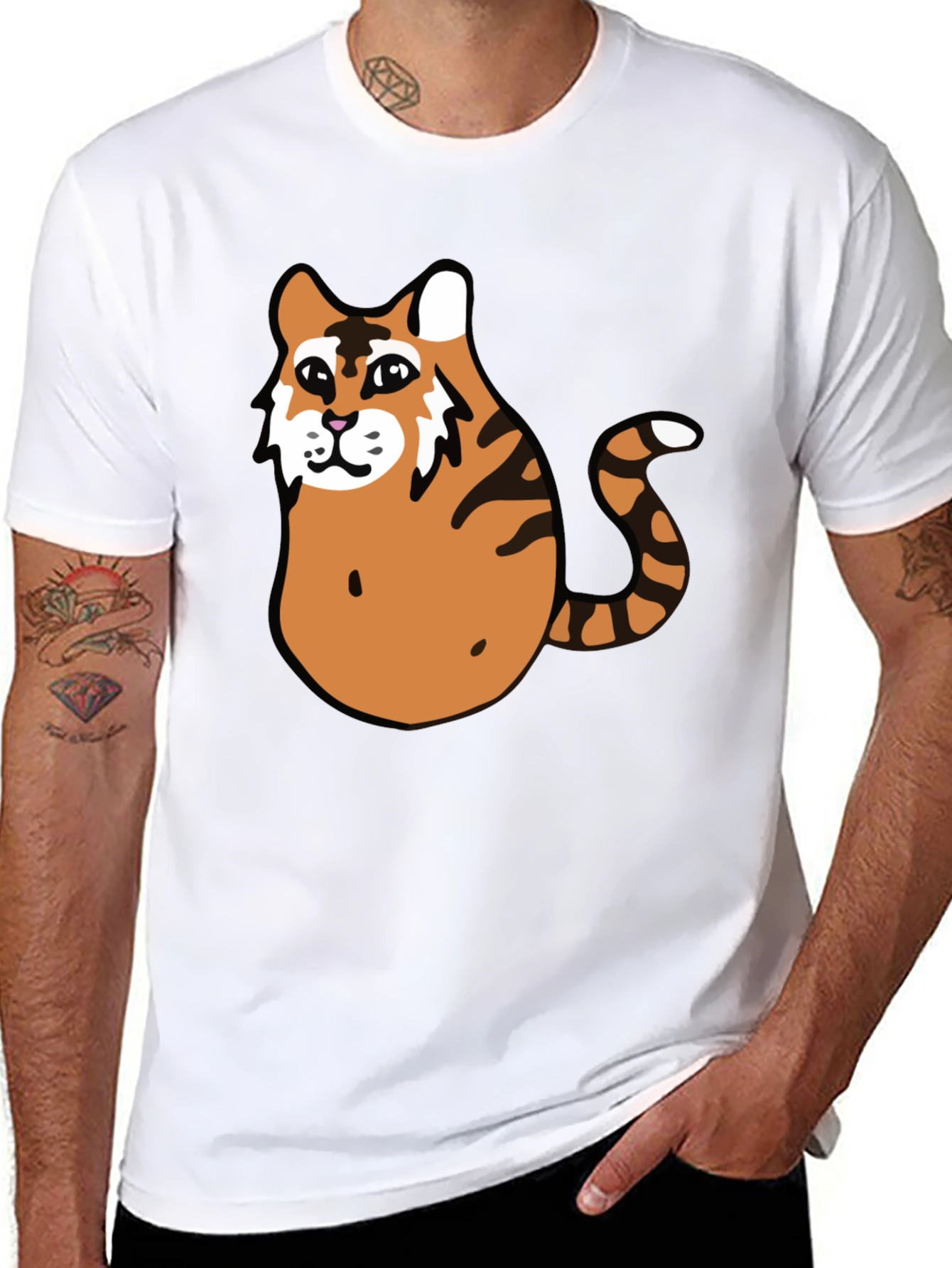 Funny Tiger Graphic Tee - Black Cotton T-Shirt