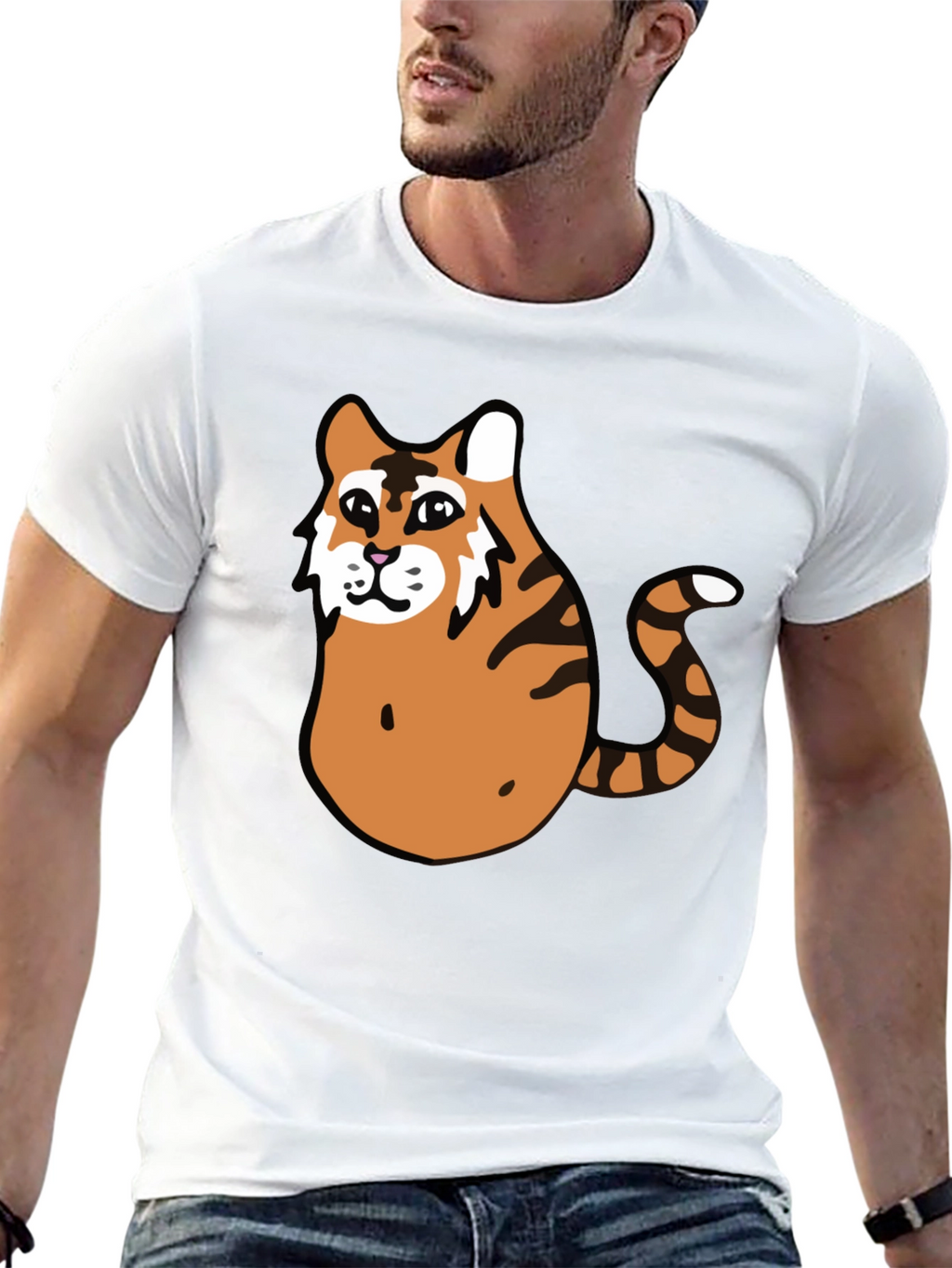 Funny Tiger Graphic Tee - Black Cotton T-Shirt