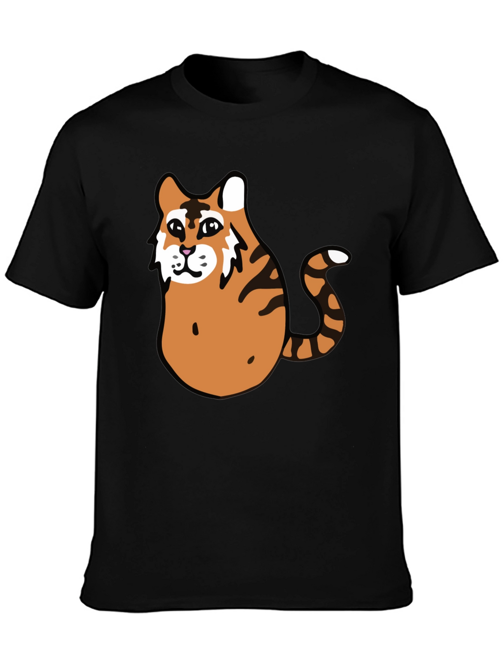Funny Tiger Graphic Tee - Black Cotton T-Shirt
