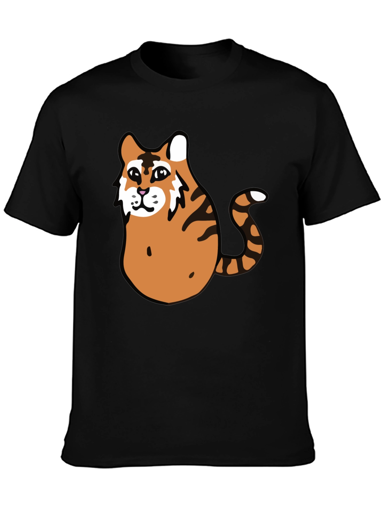 Funny Tiger Graphic Tee - Black Cotton T-Shirt