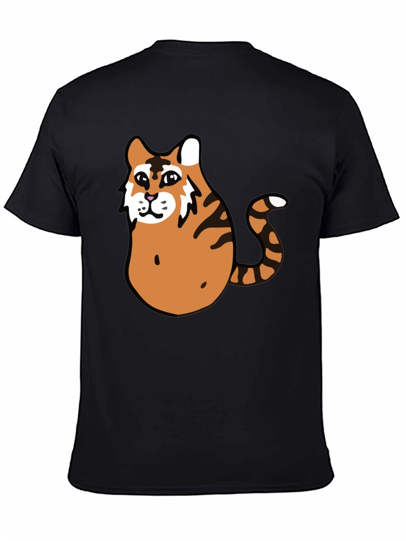 Funny Tiger Graphic Tee - Black Cotton T-Shirt