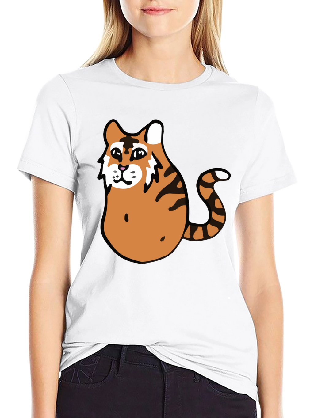 Funny Tiger Graphic Tee - Black Cotton T-Shirt