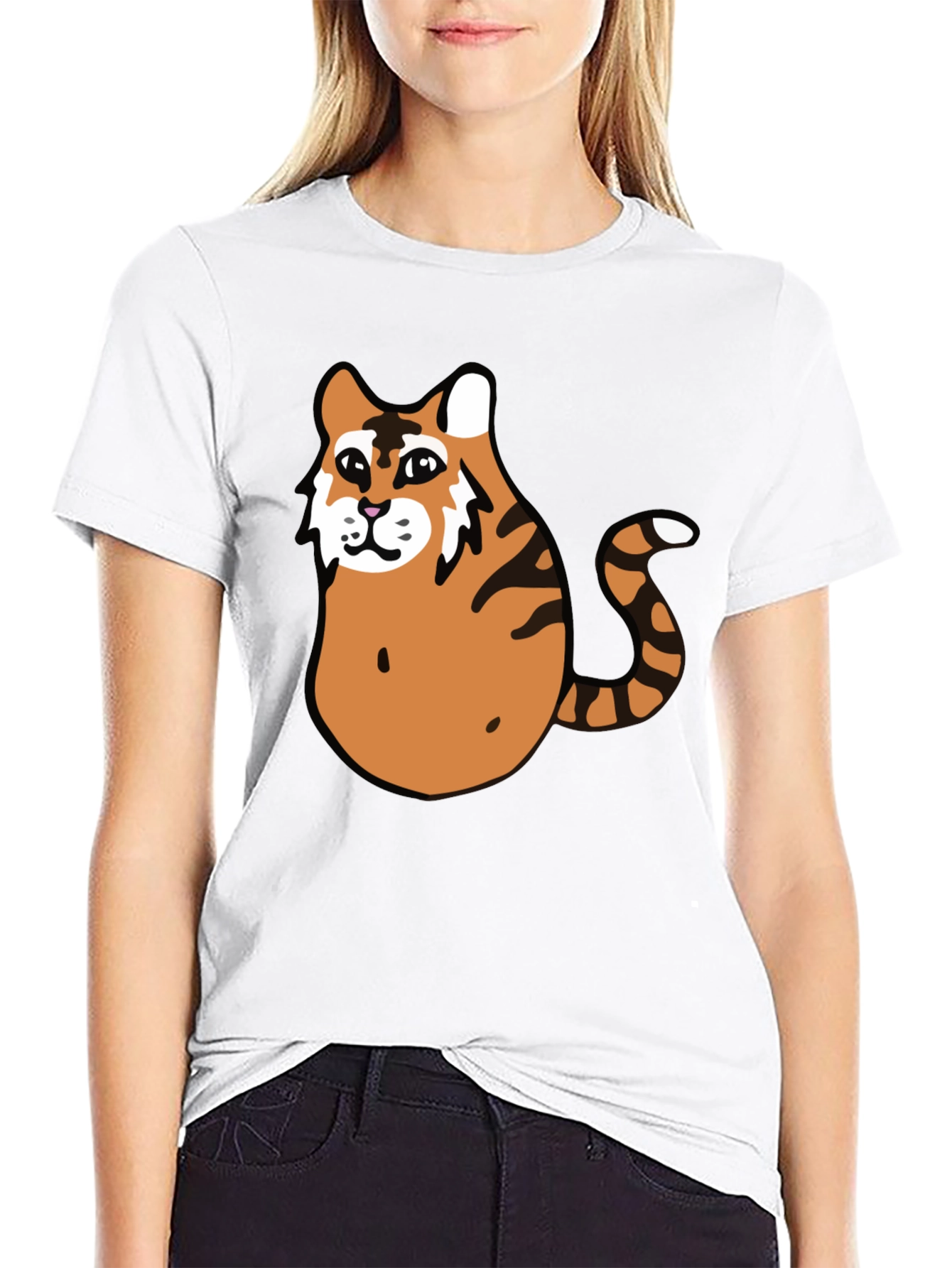 Funny Tiger Graphic Tee - Black Cotton T-Shirt