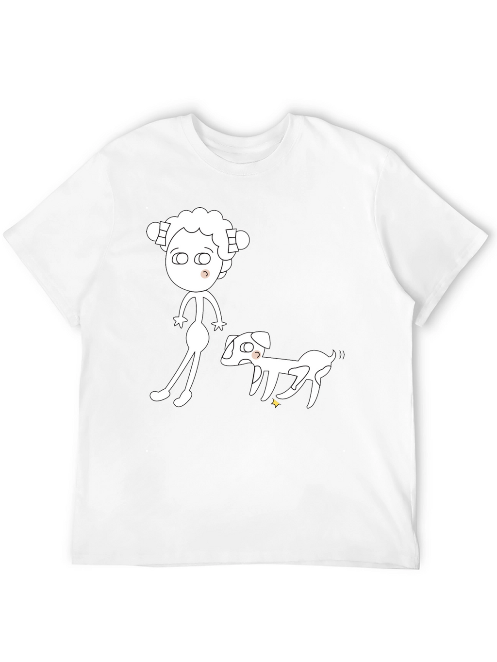 Cartoon Character & Dog Black Graphic Tee