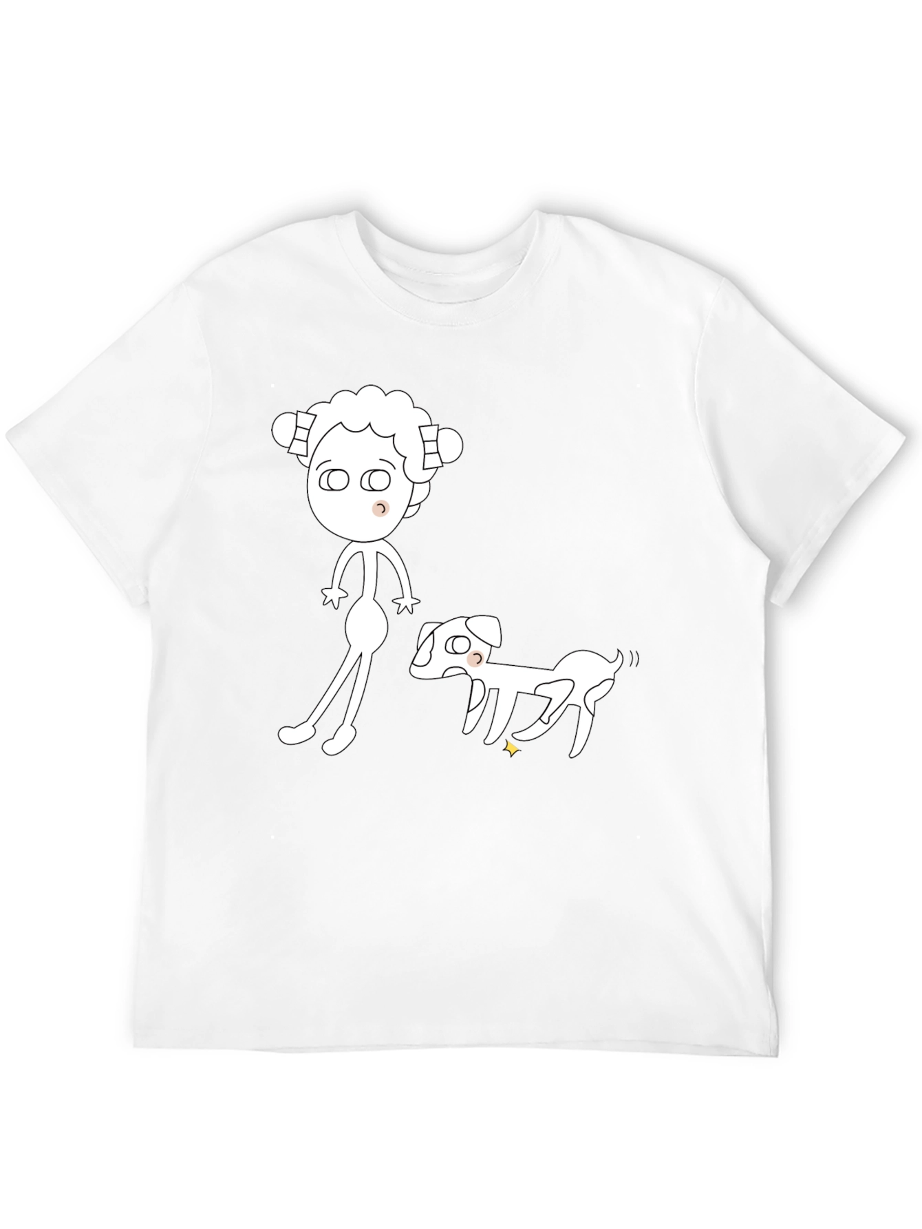 Cartoon Character & Dog Black Graphic Tee