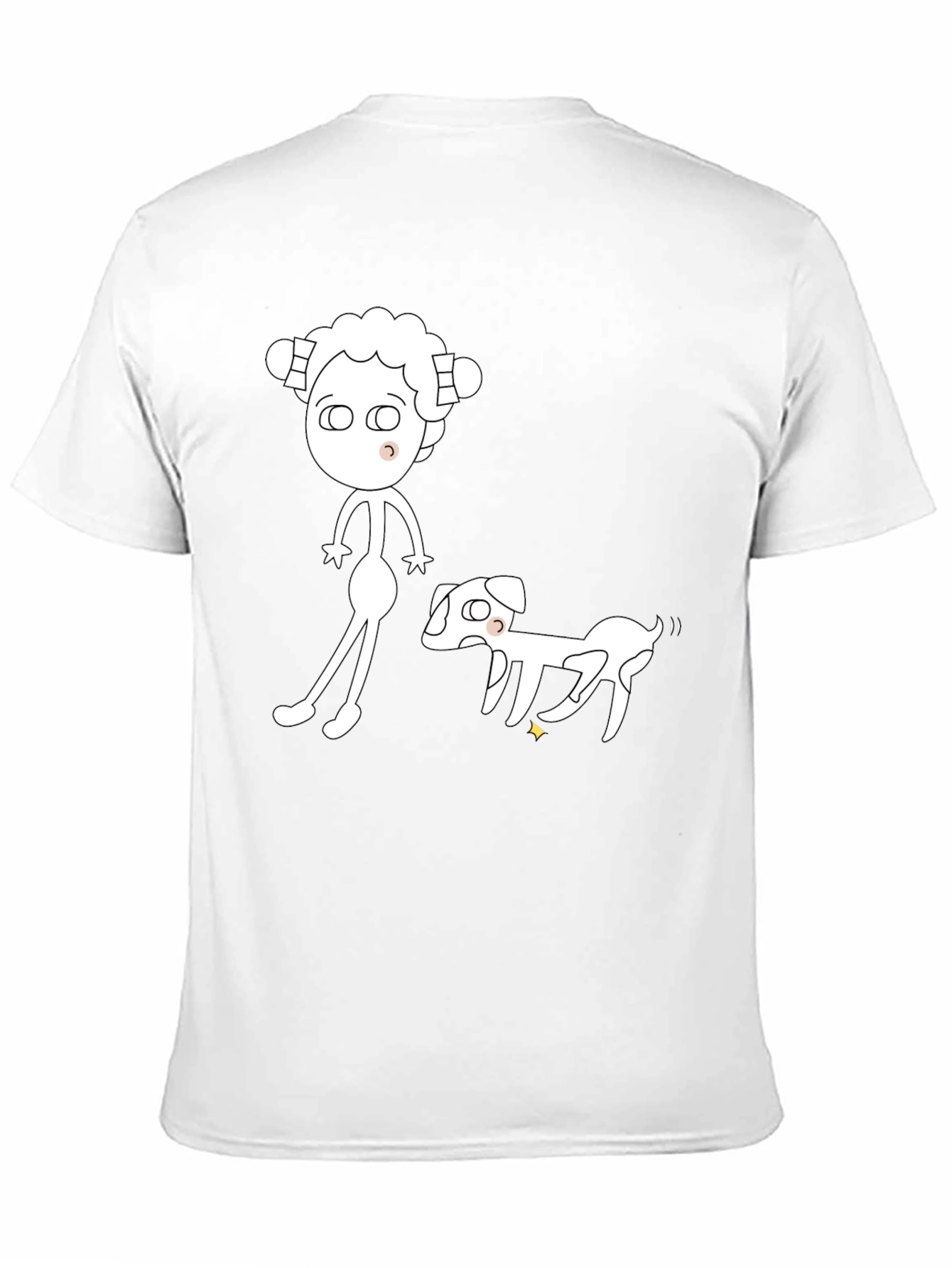 Cartoon Character & Dog Black Graphic Tee