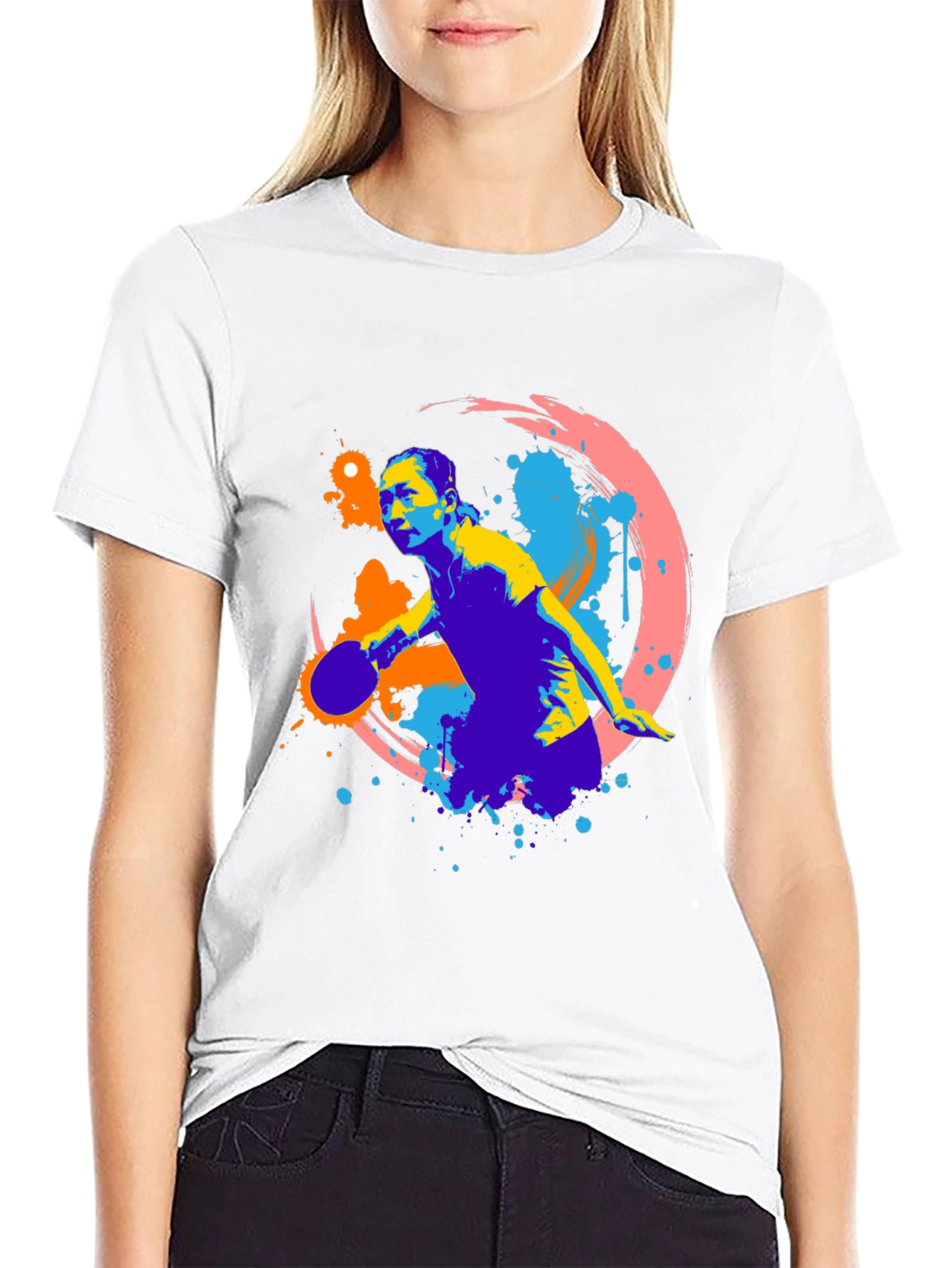Abstract Table Tennis Player Graphic Tee