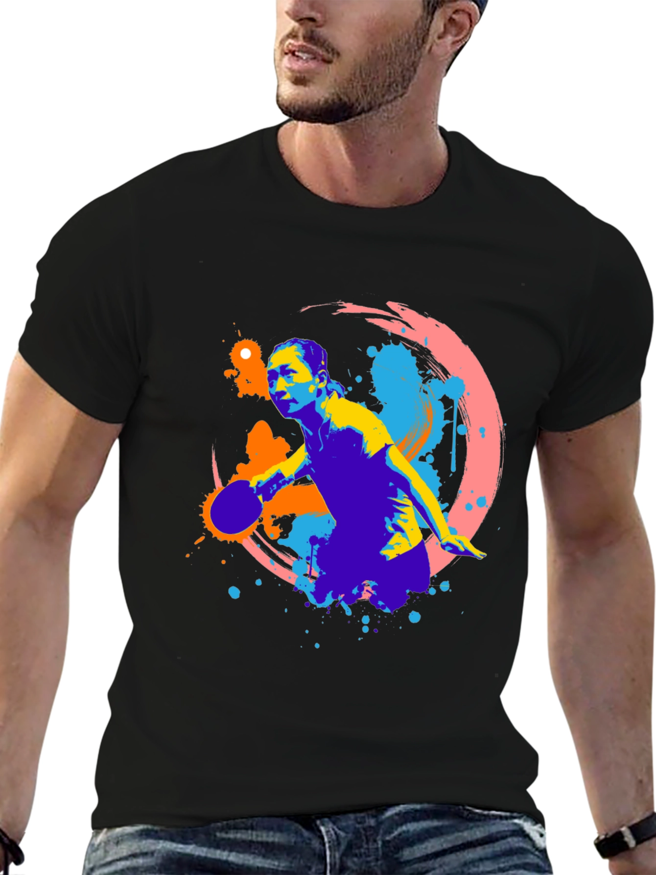Abstract Table Tennis Player Graphic Tee