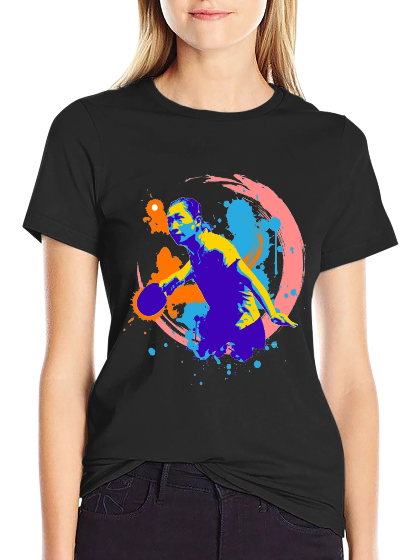 Abstract Table Tennis Player Graphic Tee