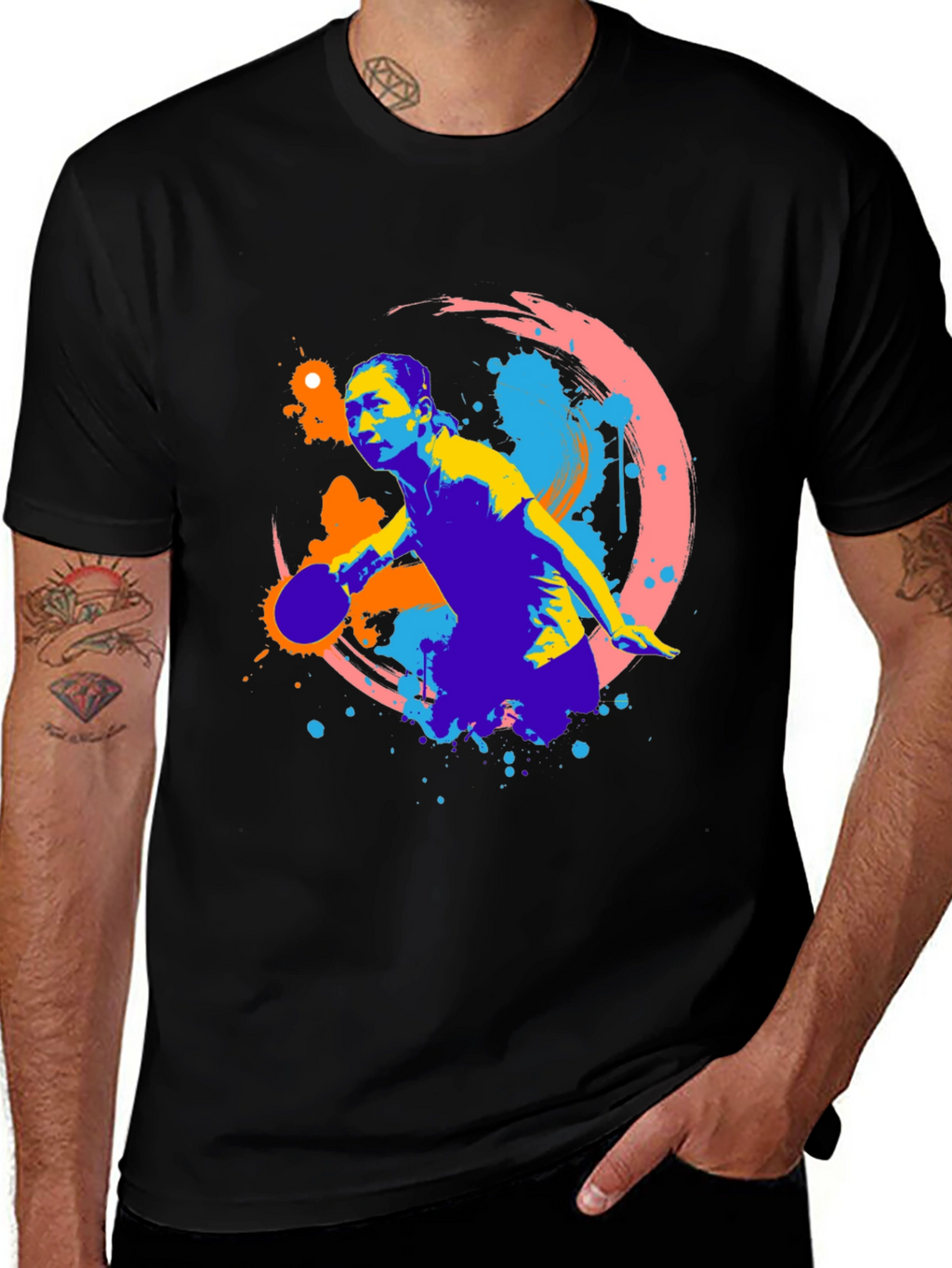 Abstract Table Tennis Player Graphic Tee
