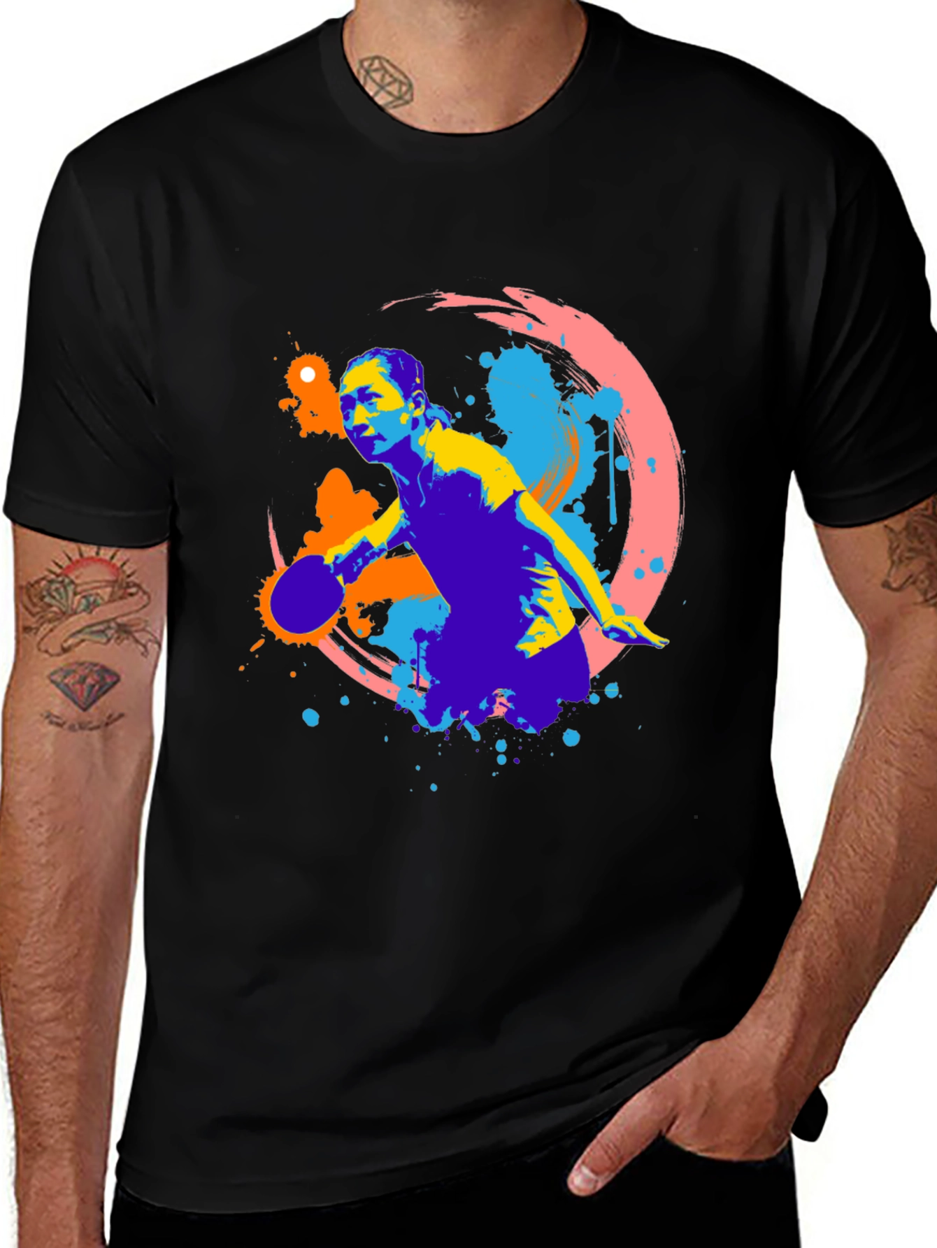 Abstract Table Tennis Player Graphic Tee