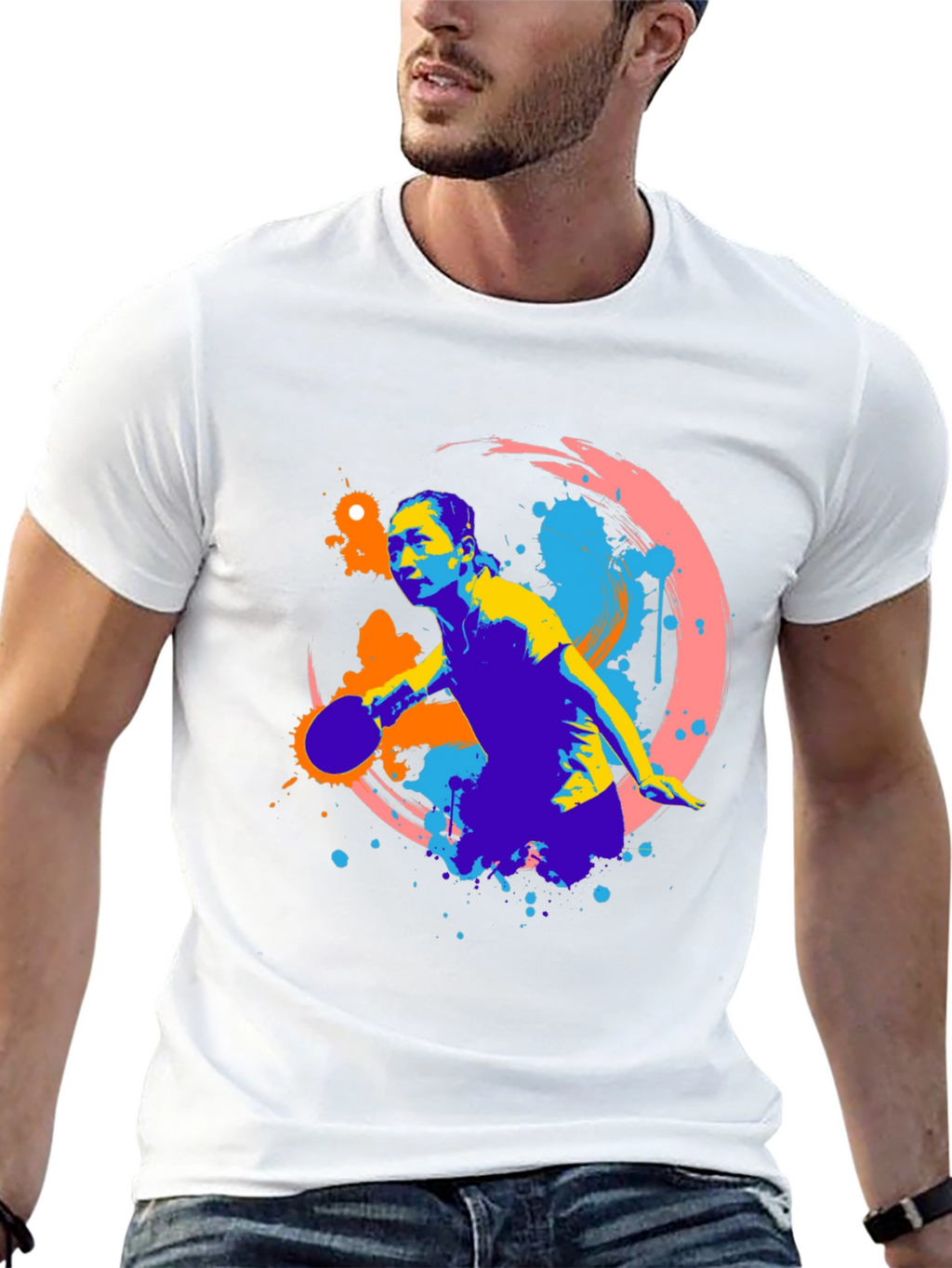 Abstract Table Tennis Player Graphic Tee