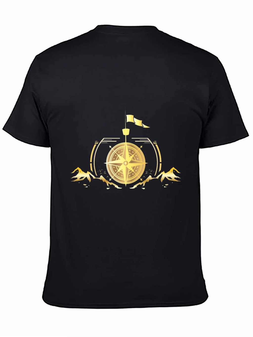 Compass Graphic Print Black T-Shirt