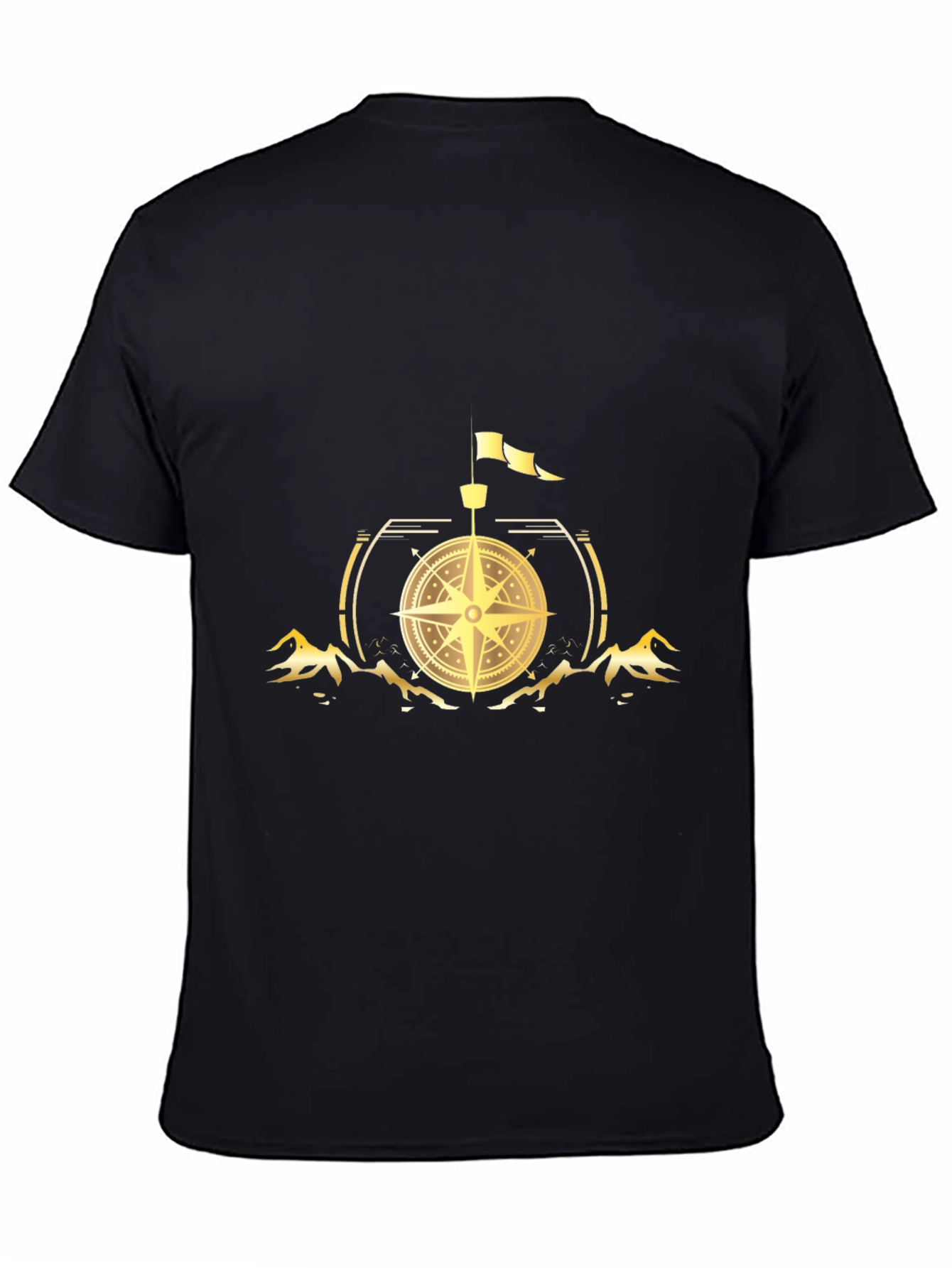 Compass Graphic Print Black T-Shirt