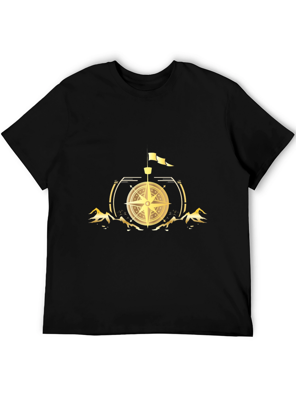 Compass Graphic Print Black T-Shirt