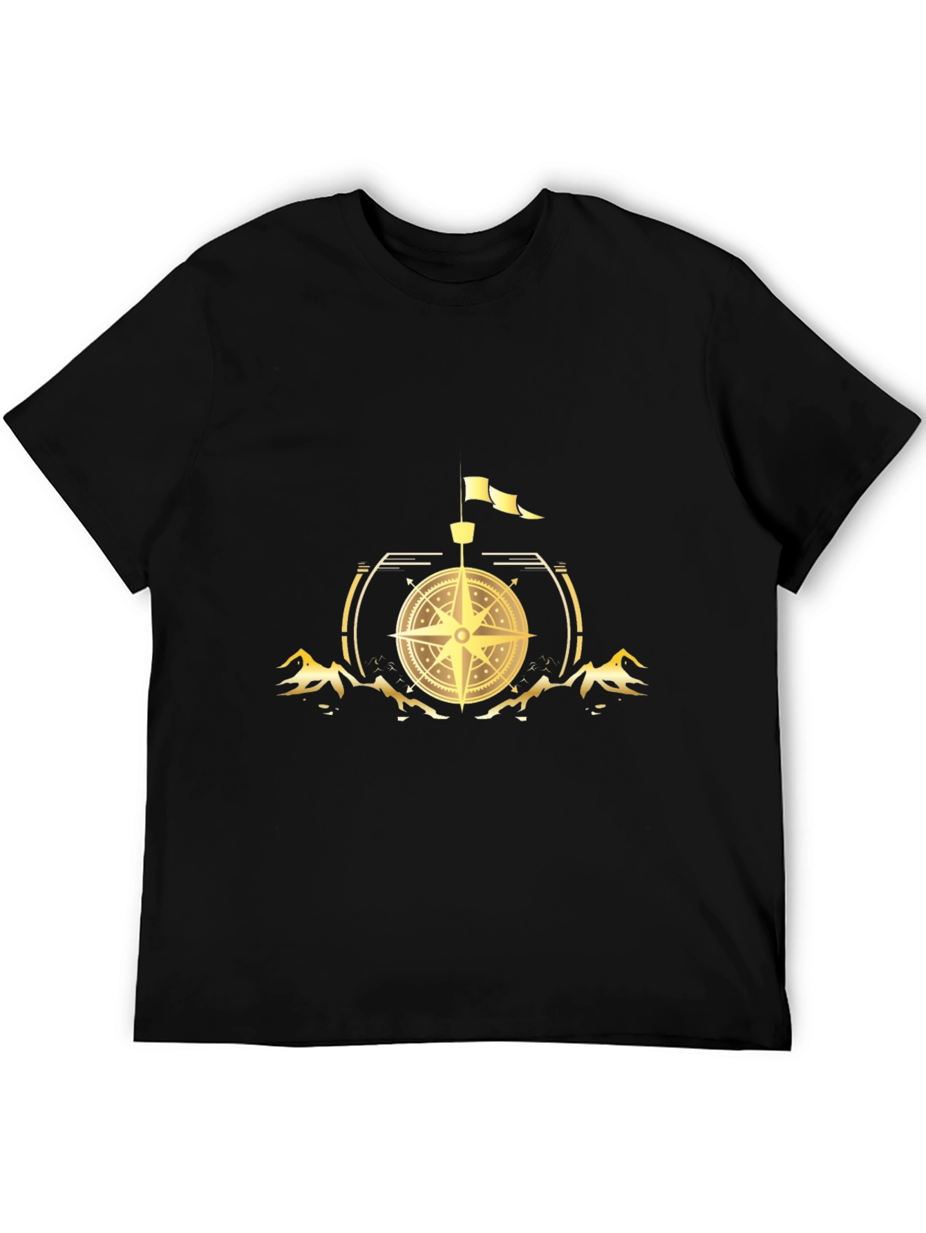 Compass Graphic Print Black T-Shirt